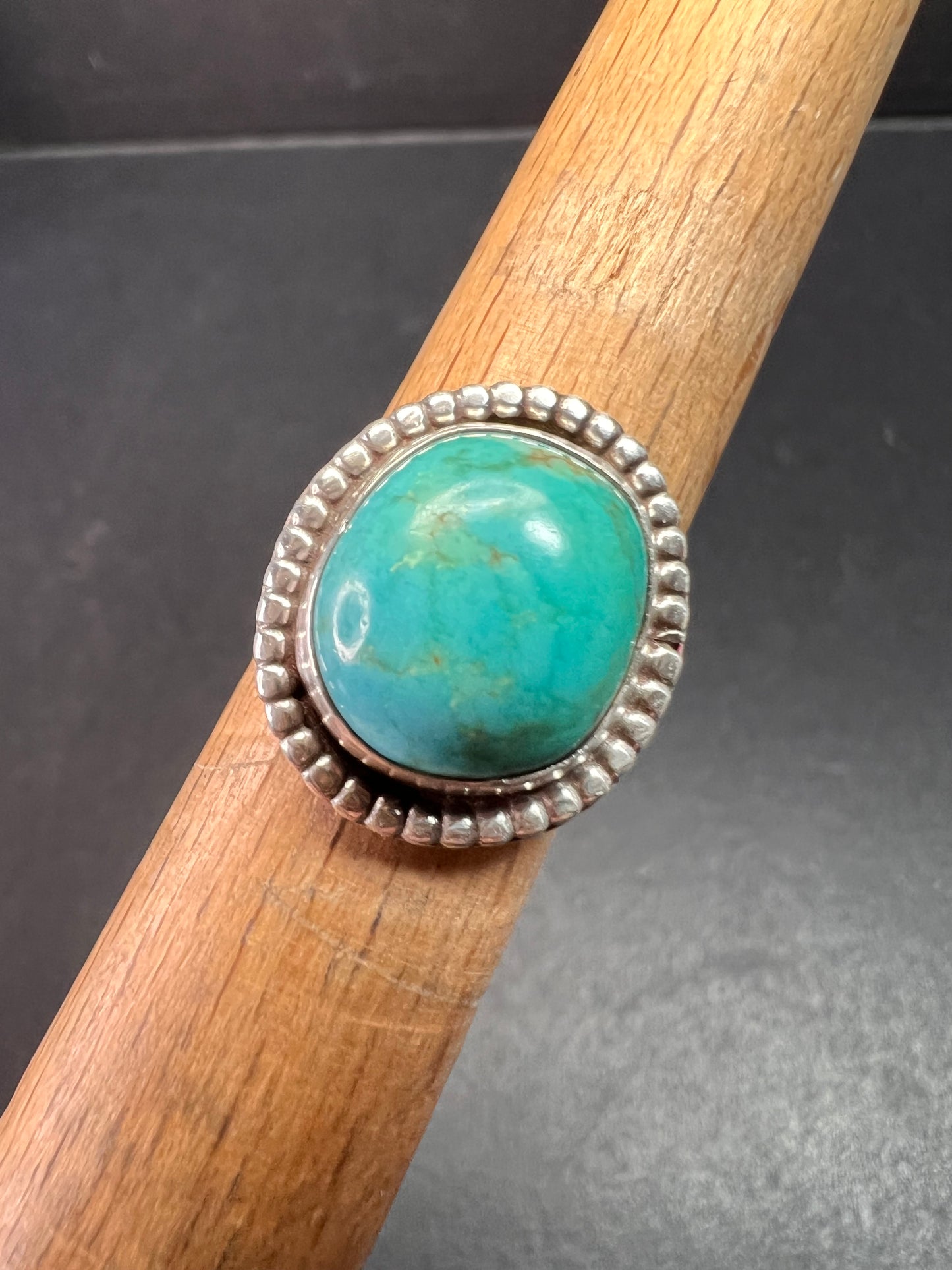 Vintage Handmade Sterling Silver Turquoise Ring – Size 6 – Southwestern Artisan Jewelry