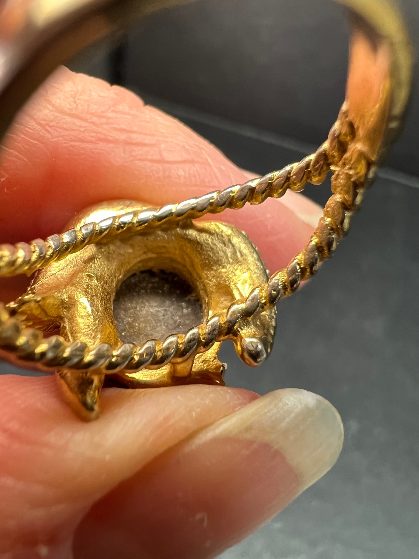 Vintage Espo Tiger’s Eye Ring Size 7.5 18K HGF Gold Filled Statement