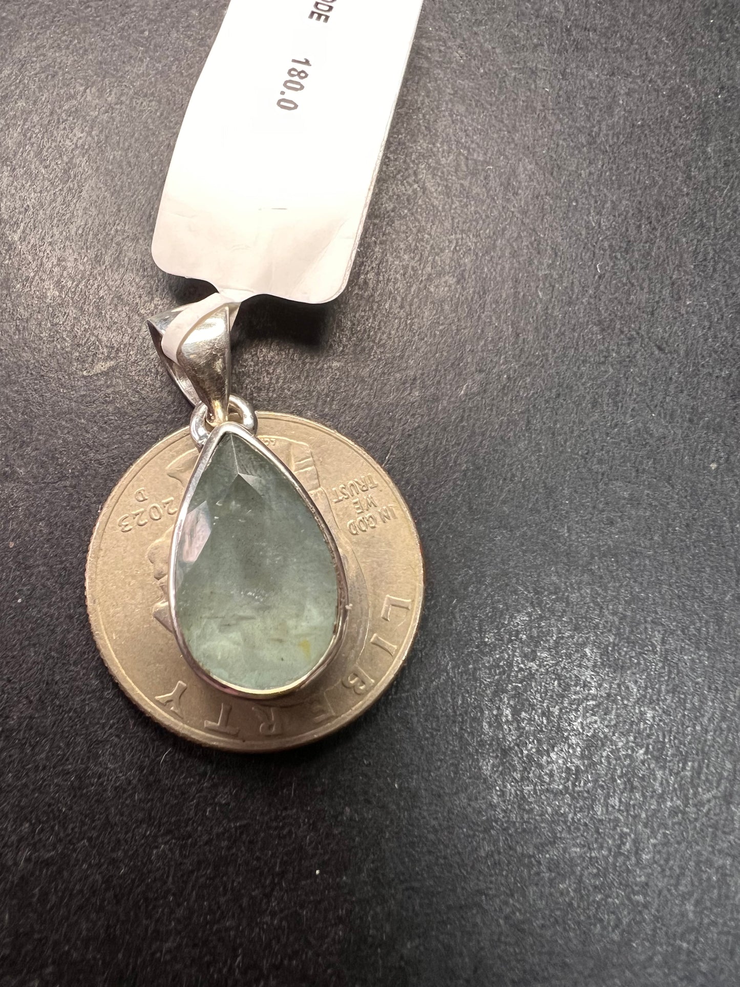 NEW Aquamarine sterling silver teardrop pendant