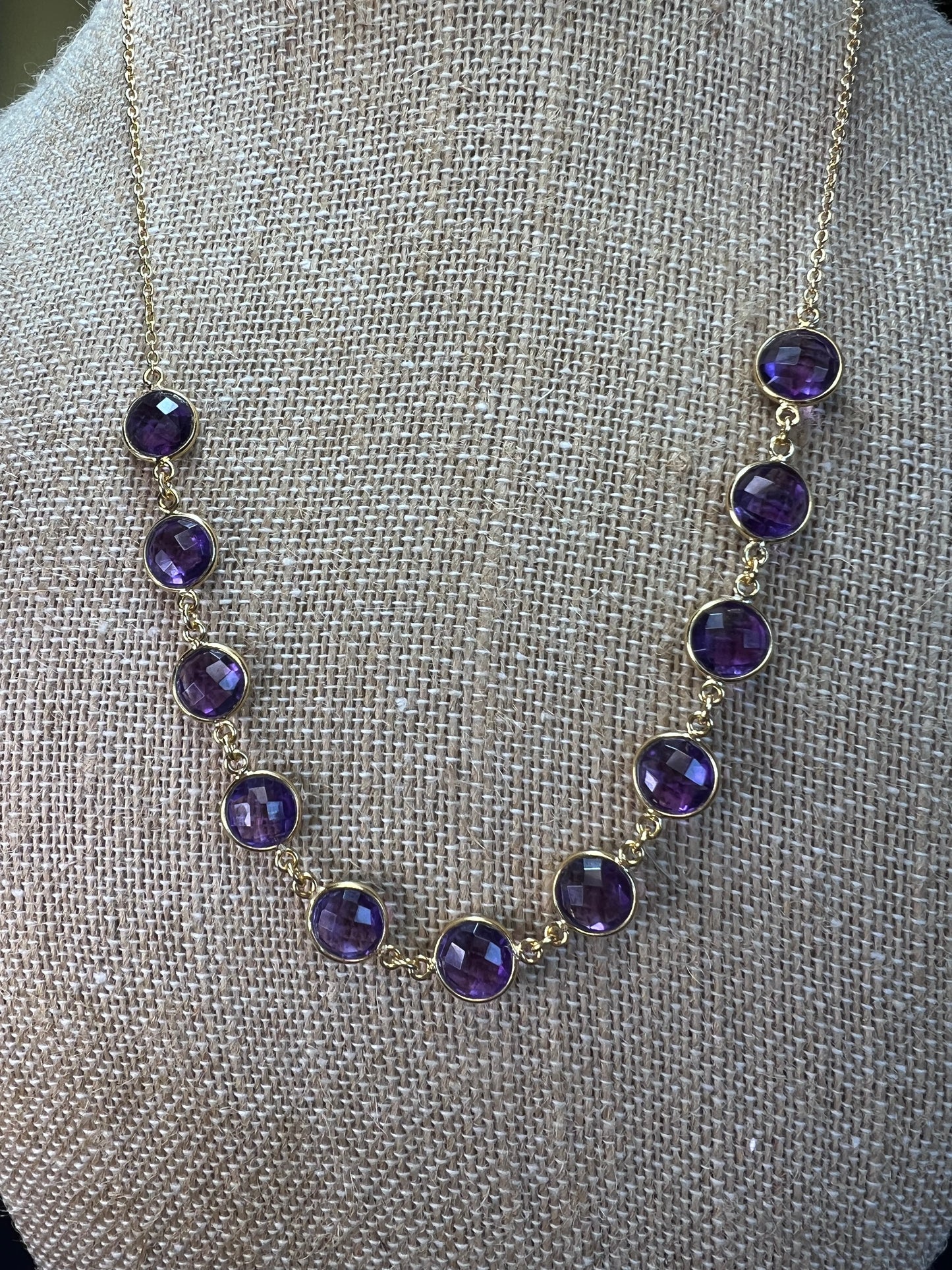 New Purple African Amethyst 18k Yellow Gold Over Sterling Silver Necklace 15.30ctw