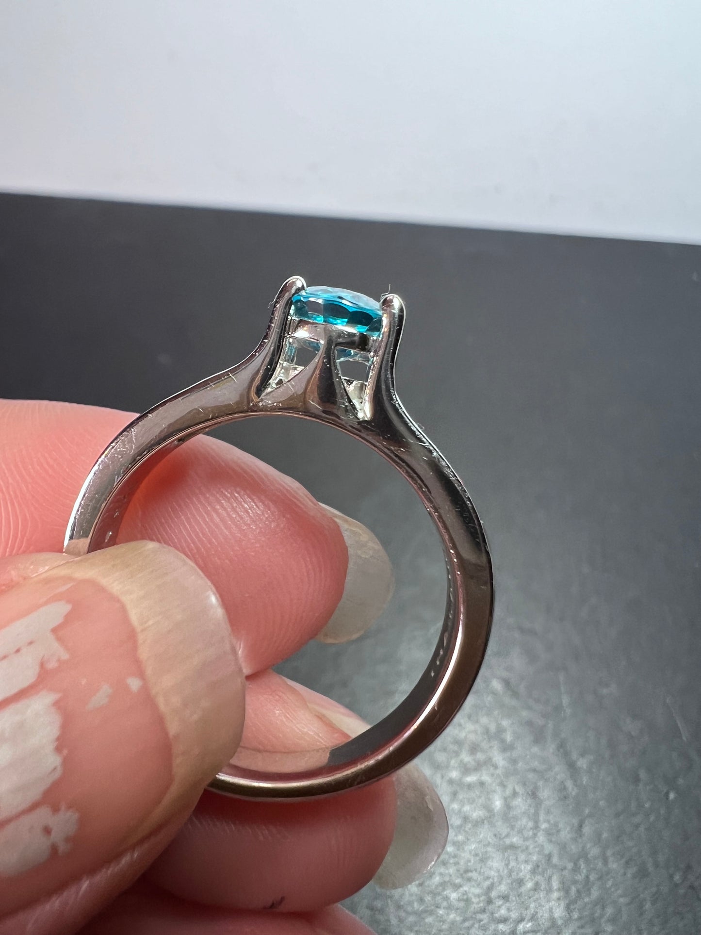 Blue & White Zircon Ring | Sterling Silver Ring size 10