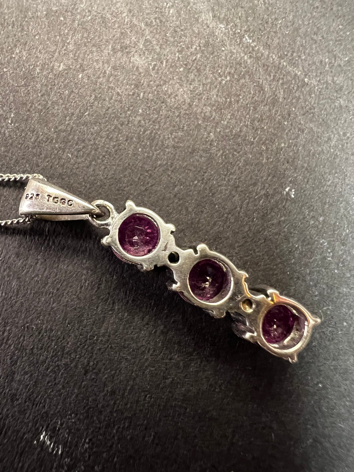 Pink Sapphire & White Topaz Sterling Silver Pendant Necklace 16-18”