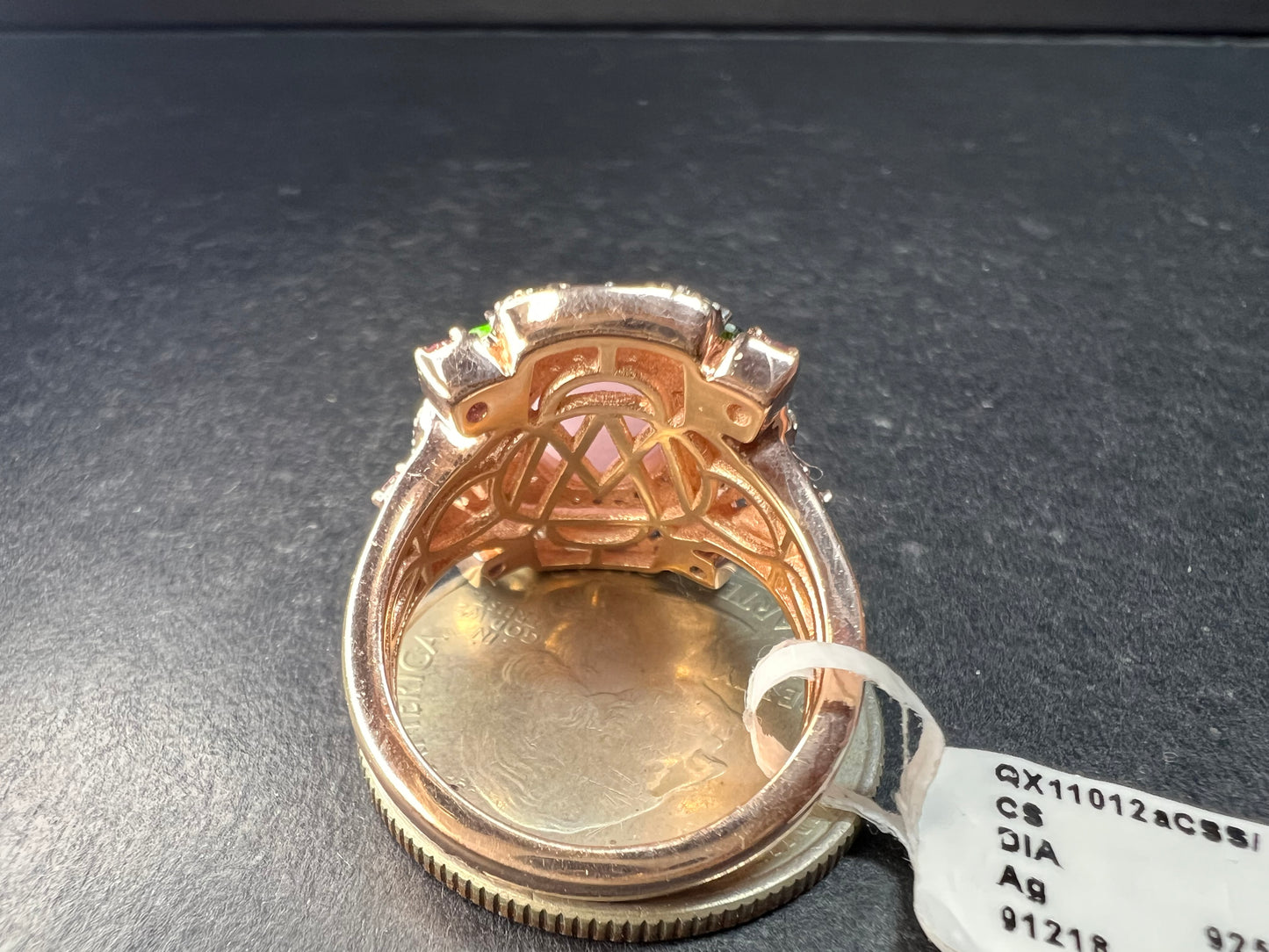 NEW Kunzite Chrome Diopside Garnet Zircon 925 Rose Gold Ring Sz 7