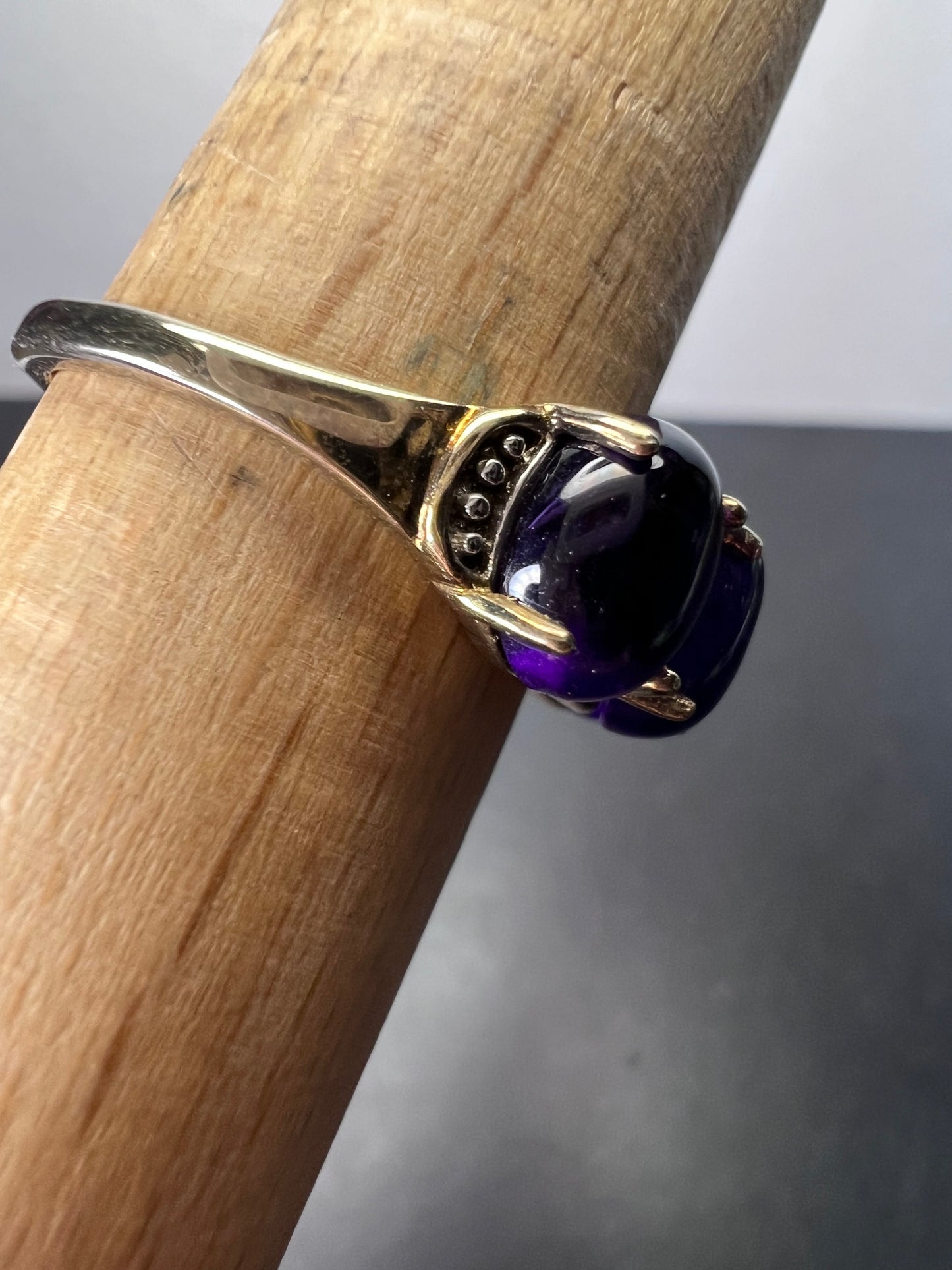 Triple amethyst stone ring in gold over sterling silver size 9