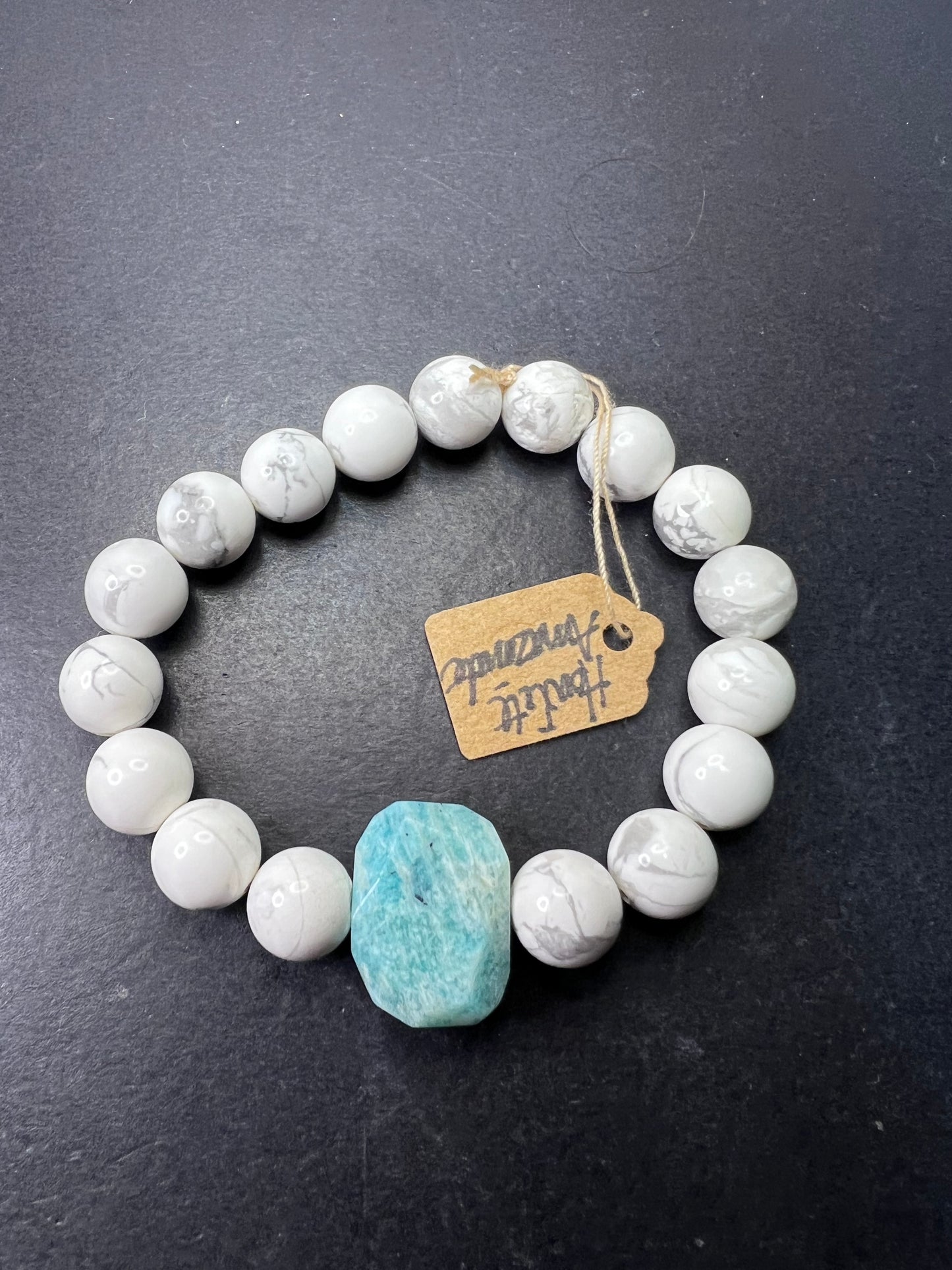 Howlite and Amazonite stretch bracelet 7 inch