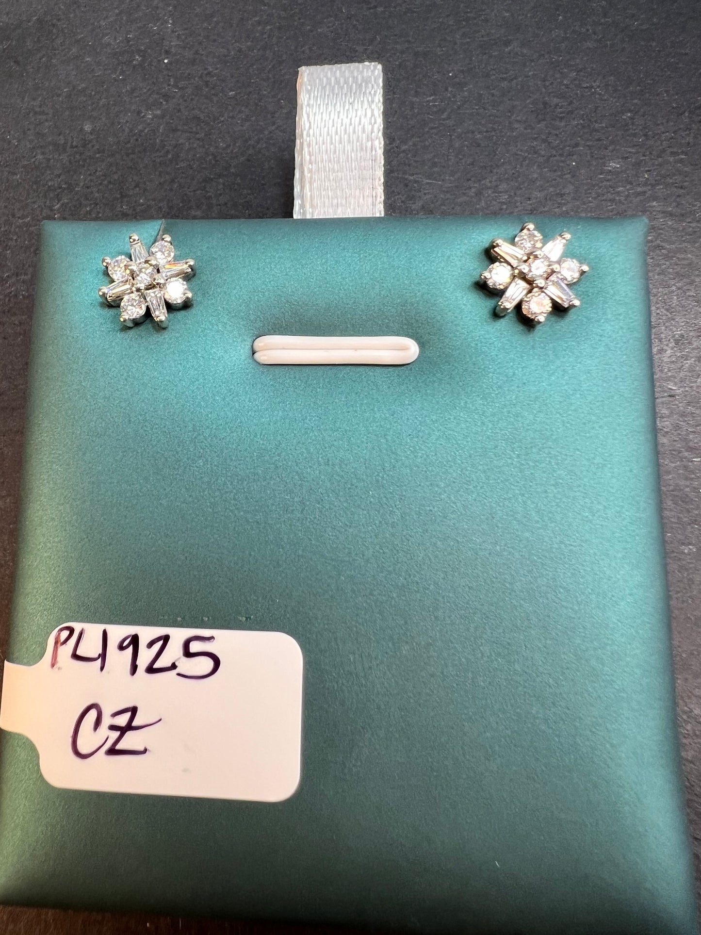 Starburst / snowflake CZ Sterling stud earrings