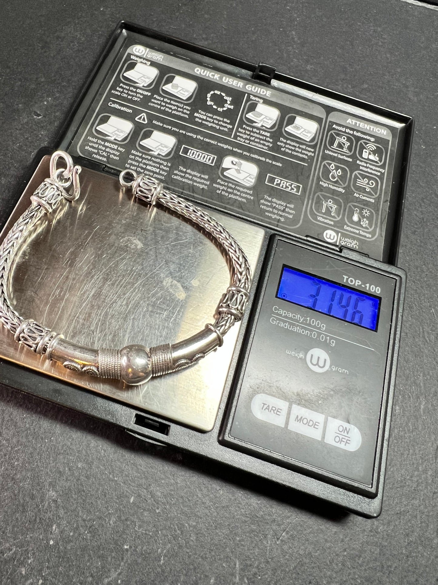 Vintage Sterling Silver Bali Byzantine Woven Hook Bracelet 8” 31g