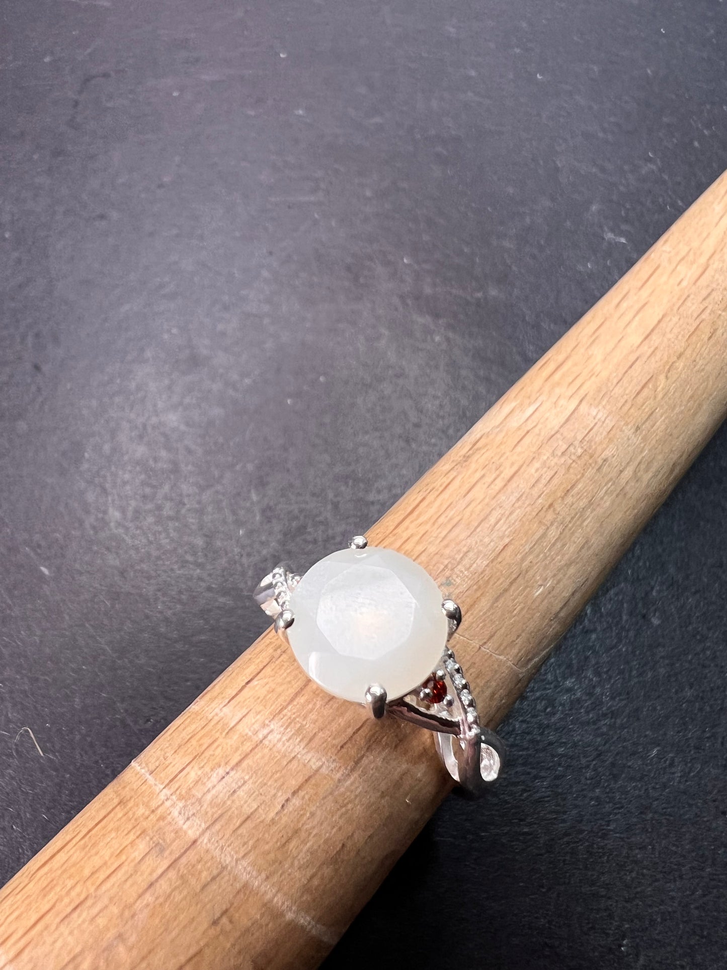 Silver moonstone ring in sterling silver size 6