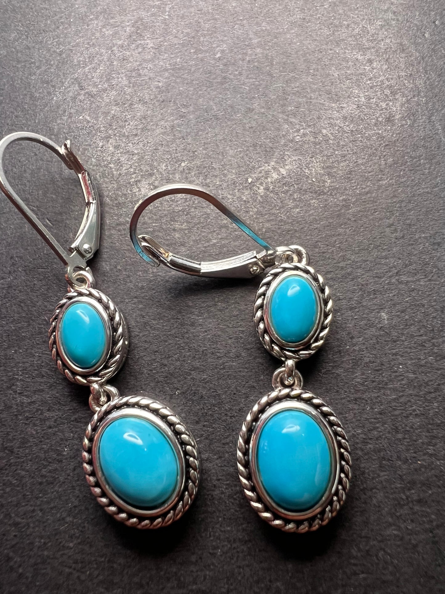 Blue Sleeping Beauty Turquoise Rhodium Over Sterling Silver Earrings