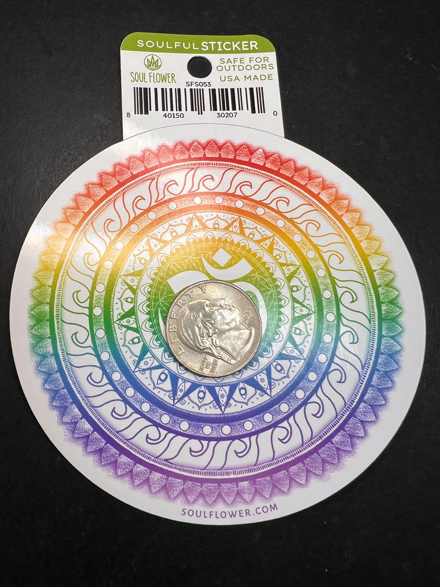 Soul Flower Rainbow Mandala Om Sticker – Outdoor Safe Vinyl Decal