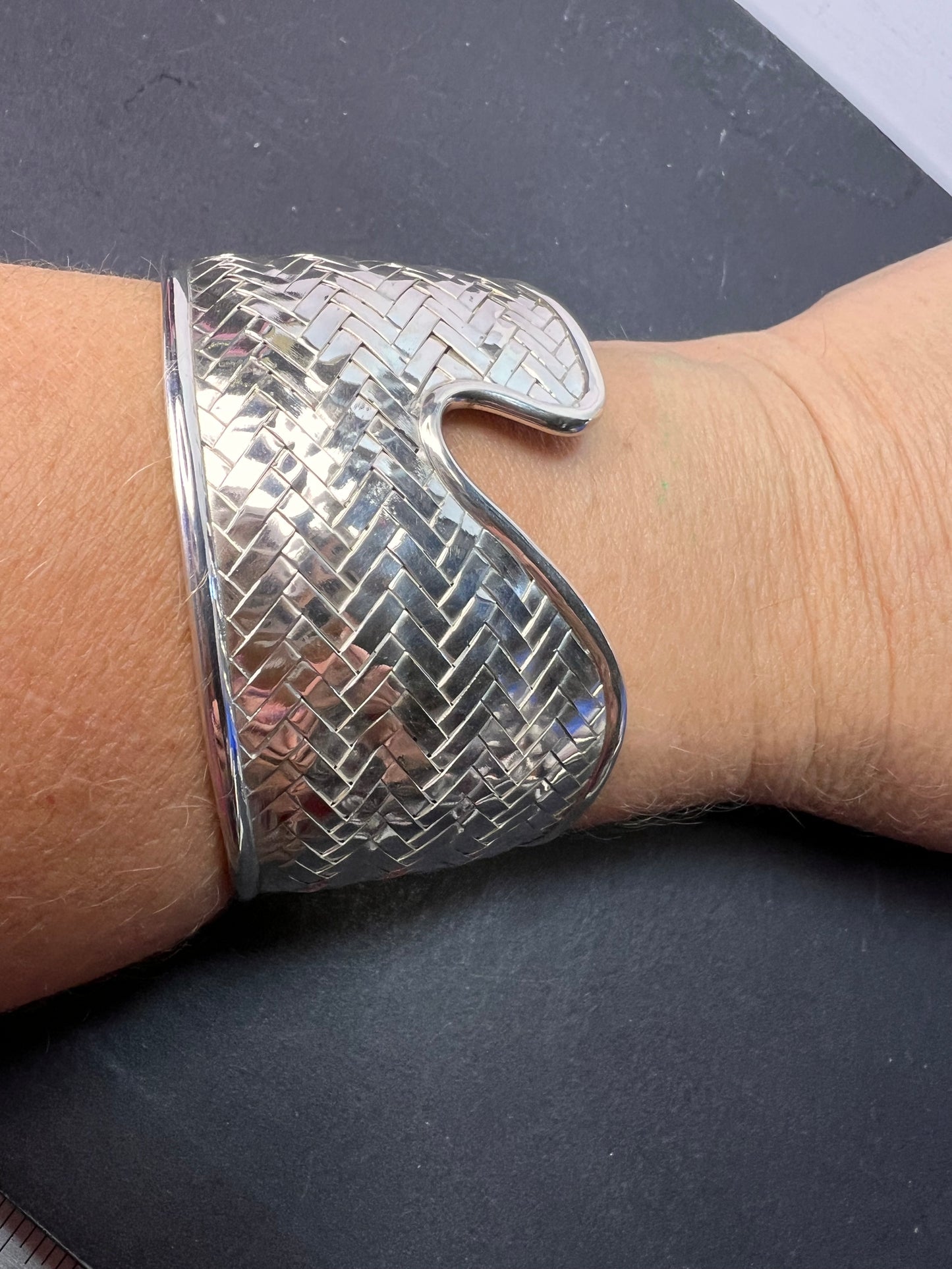 Sterling silver braided cuff bracelet