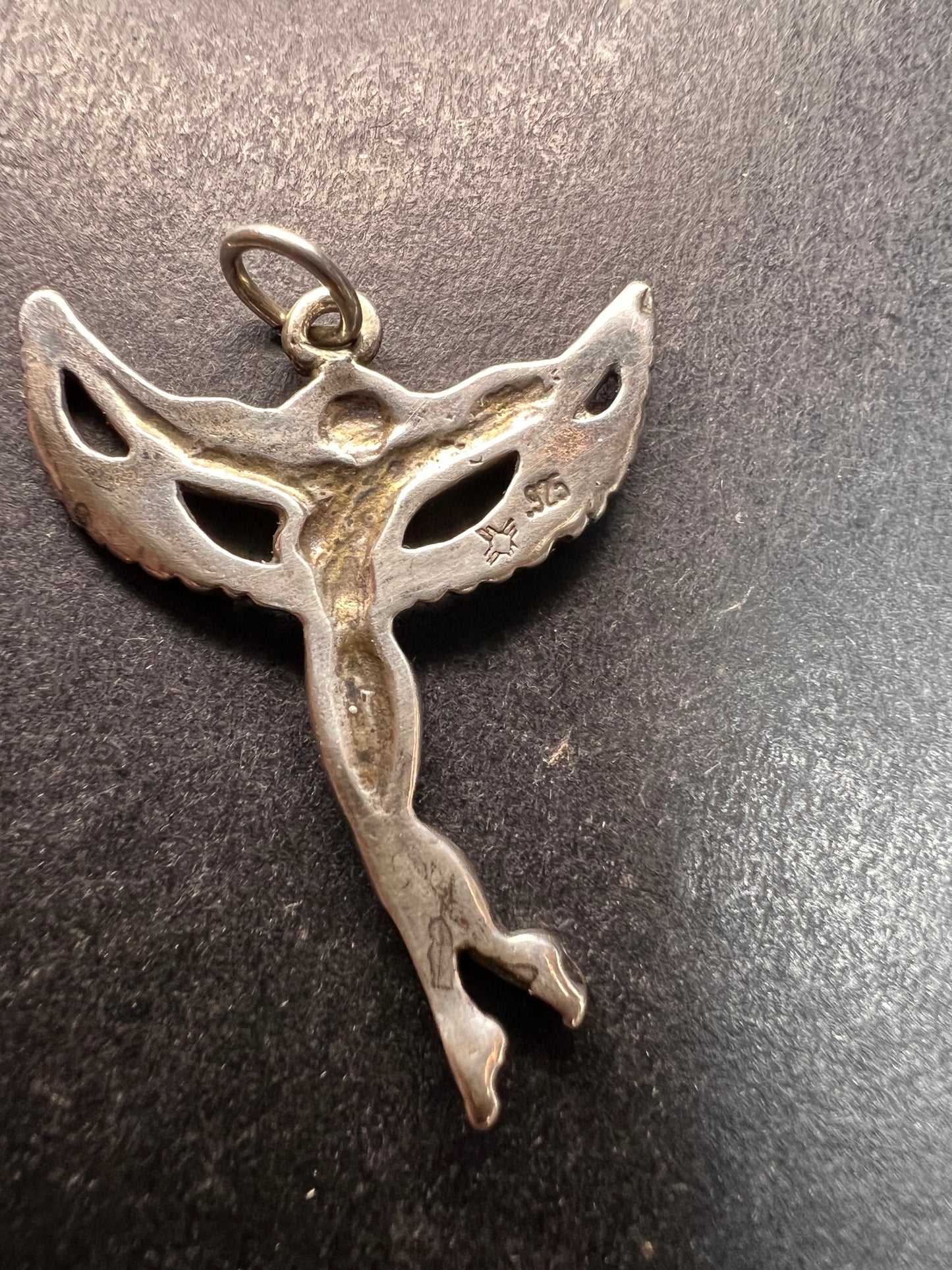 Vintage Sterling Silver Winged Goddess Angel Pendant 2.55g