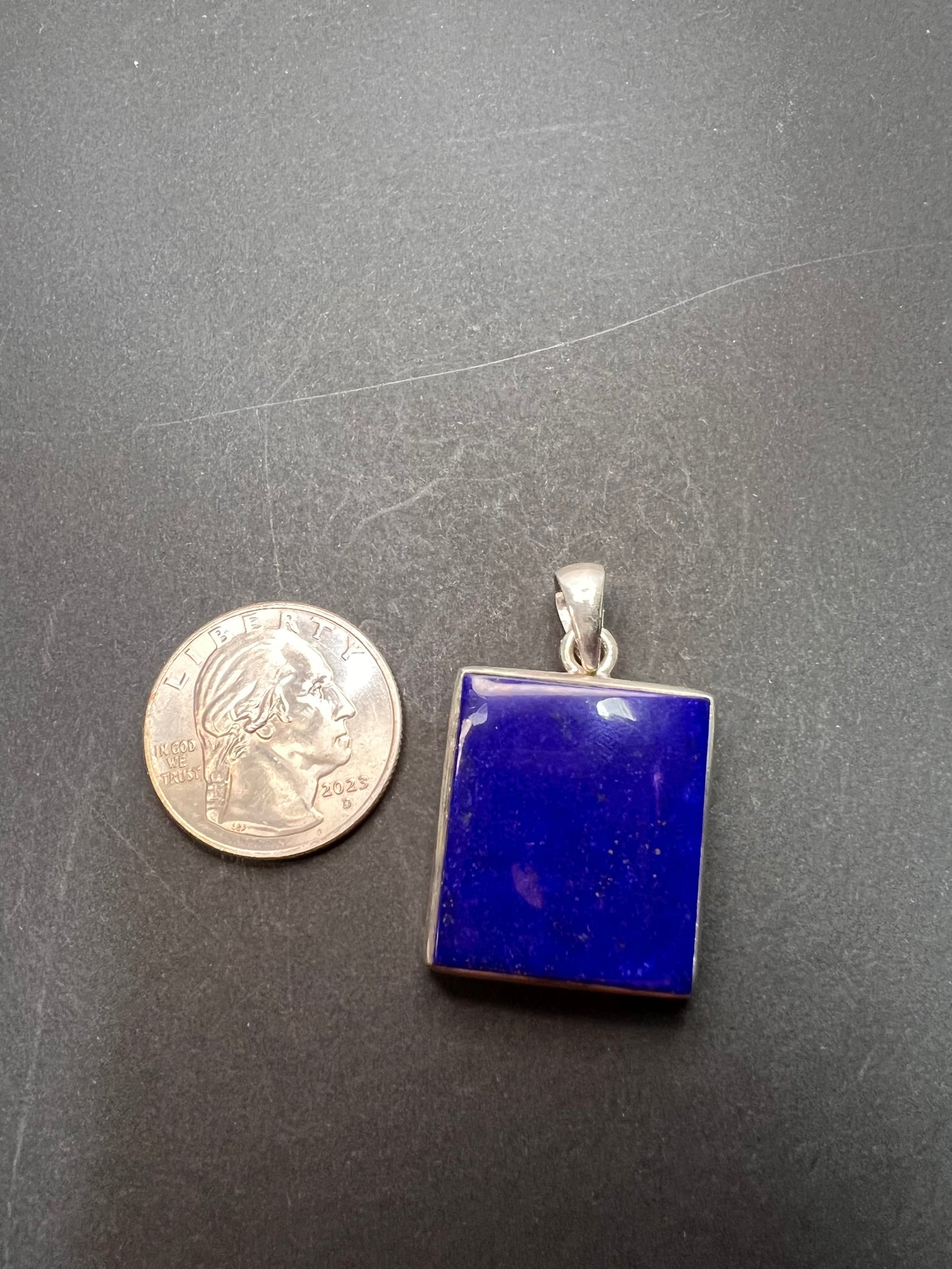 NEW lapis lazuli sterling silver square pendant