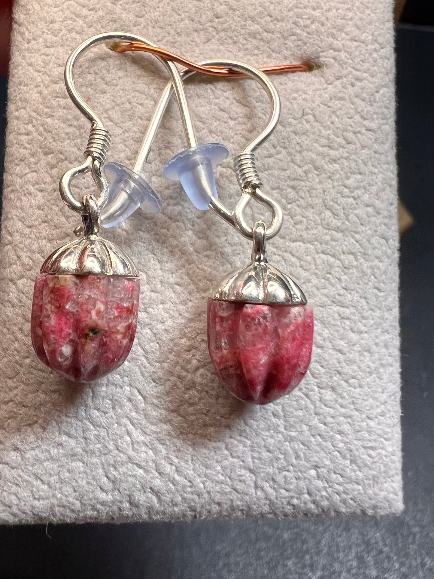 NEW Norwegian thulite sterling silver earrings