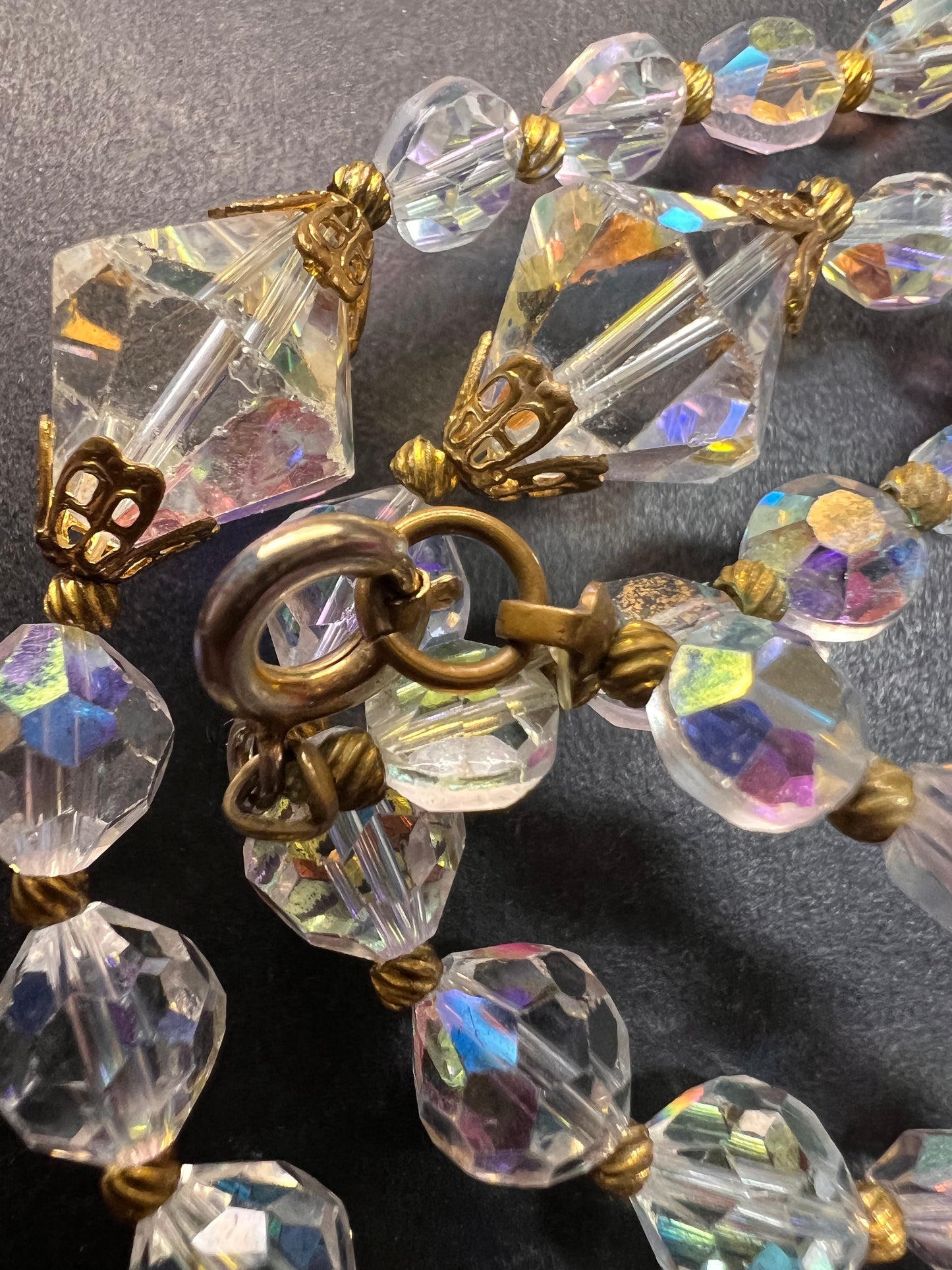 Vintage Aurora Borealis crystal beaded necklace