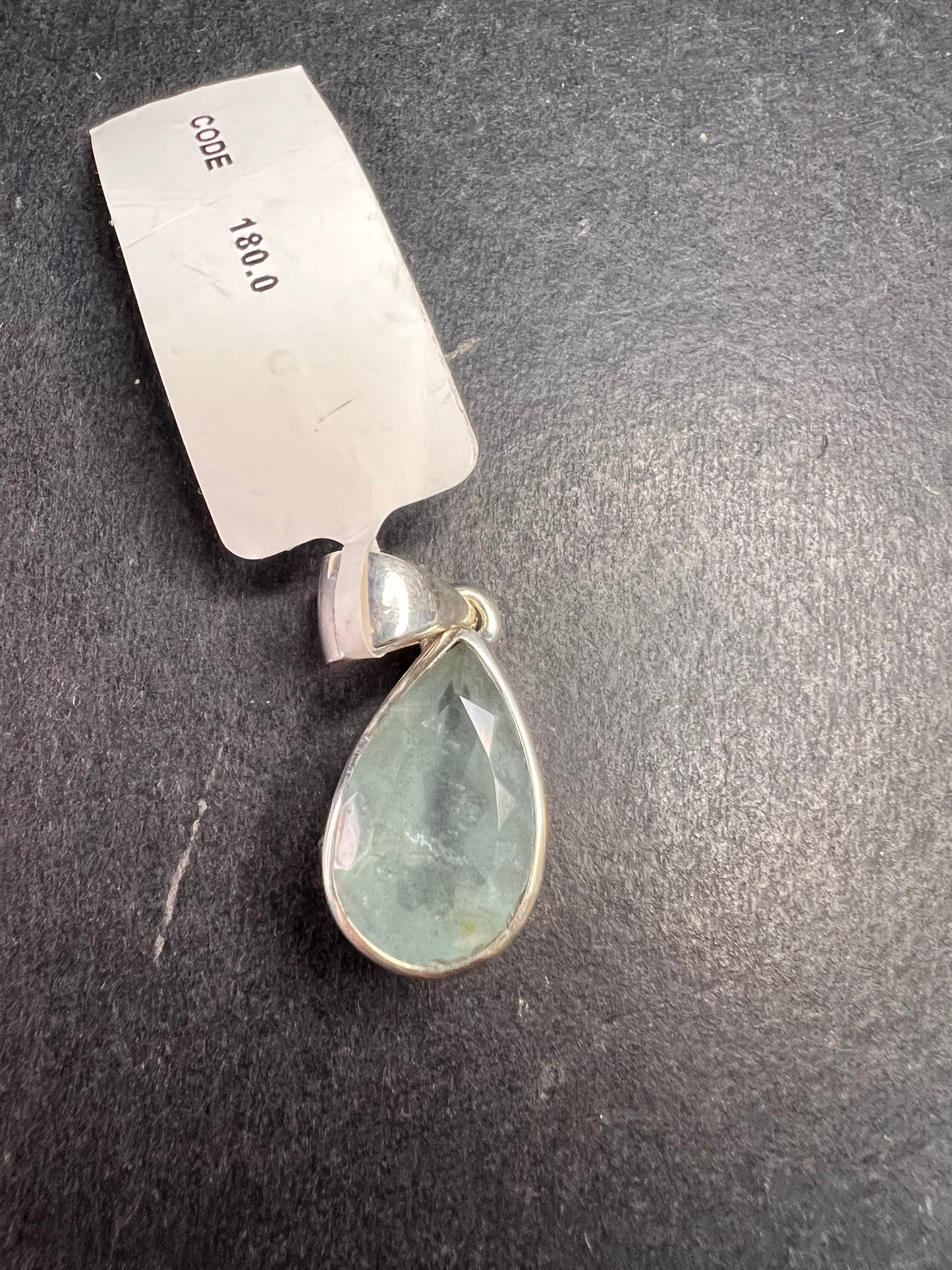 NEW Aquamarine sterling silver teardrop pendant