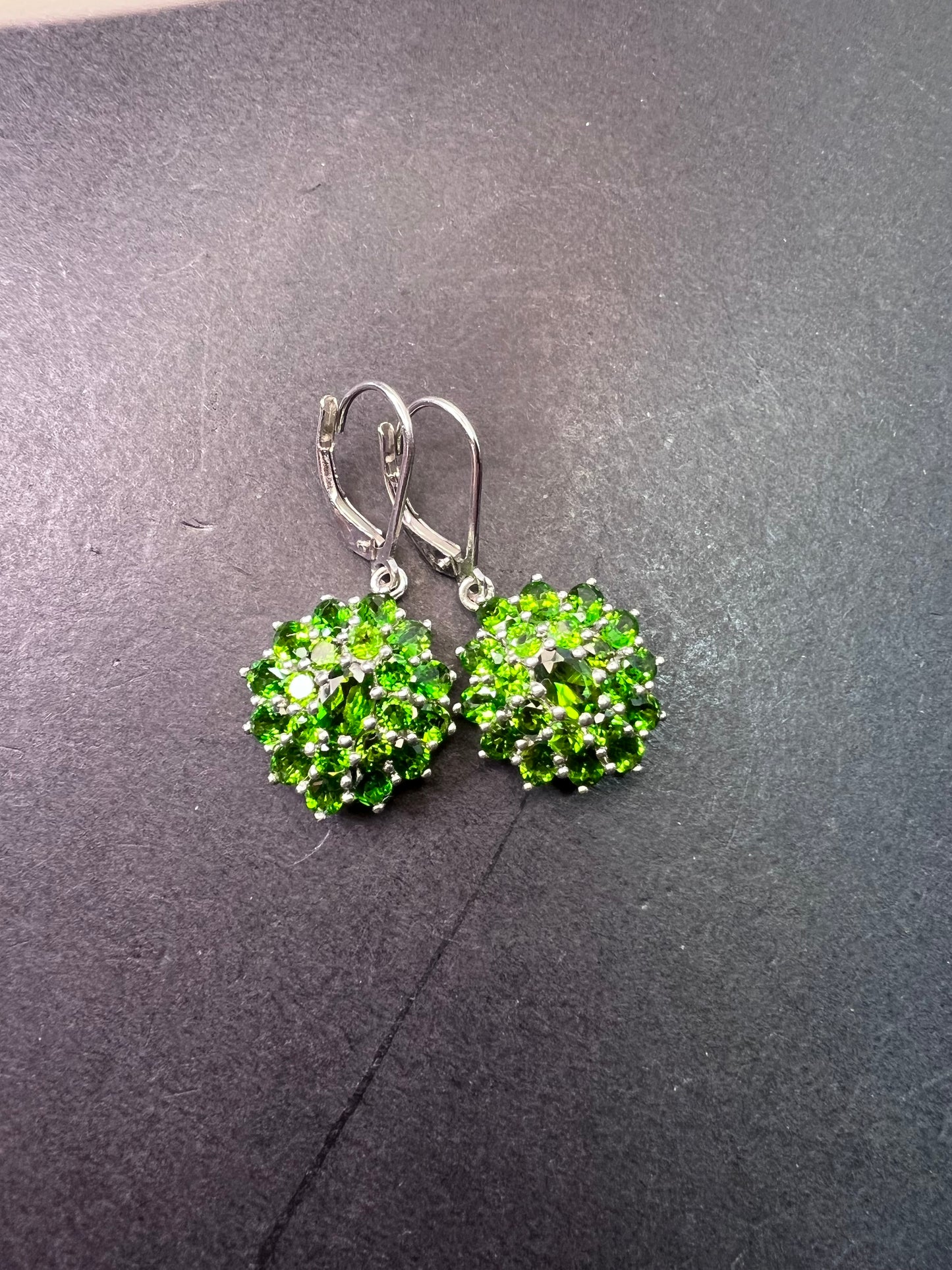 Chrome Diopside Lever Back Earrings in Platinum Over Sterling Silver 11.90 ctw