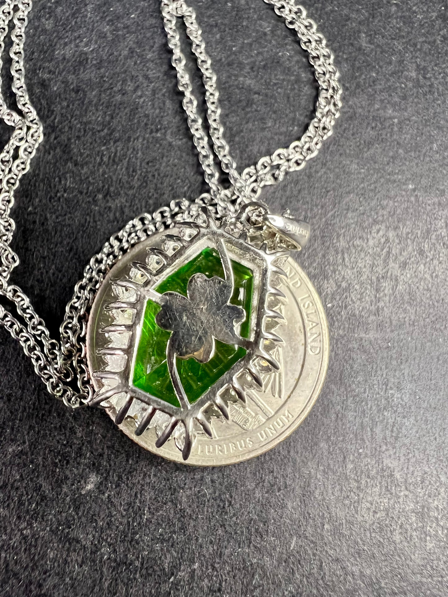NEW Chartreuse Quartz & White Zircon Pendant Necklace 20” 16.15ctw