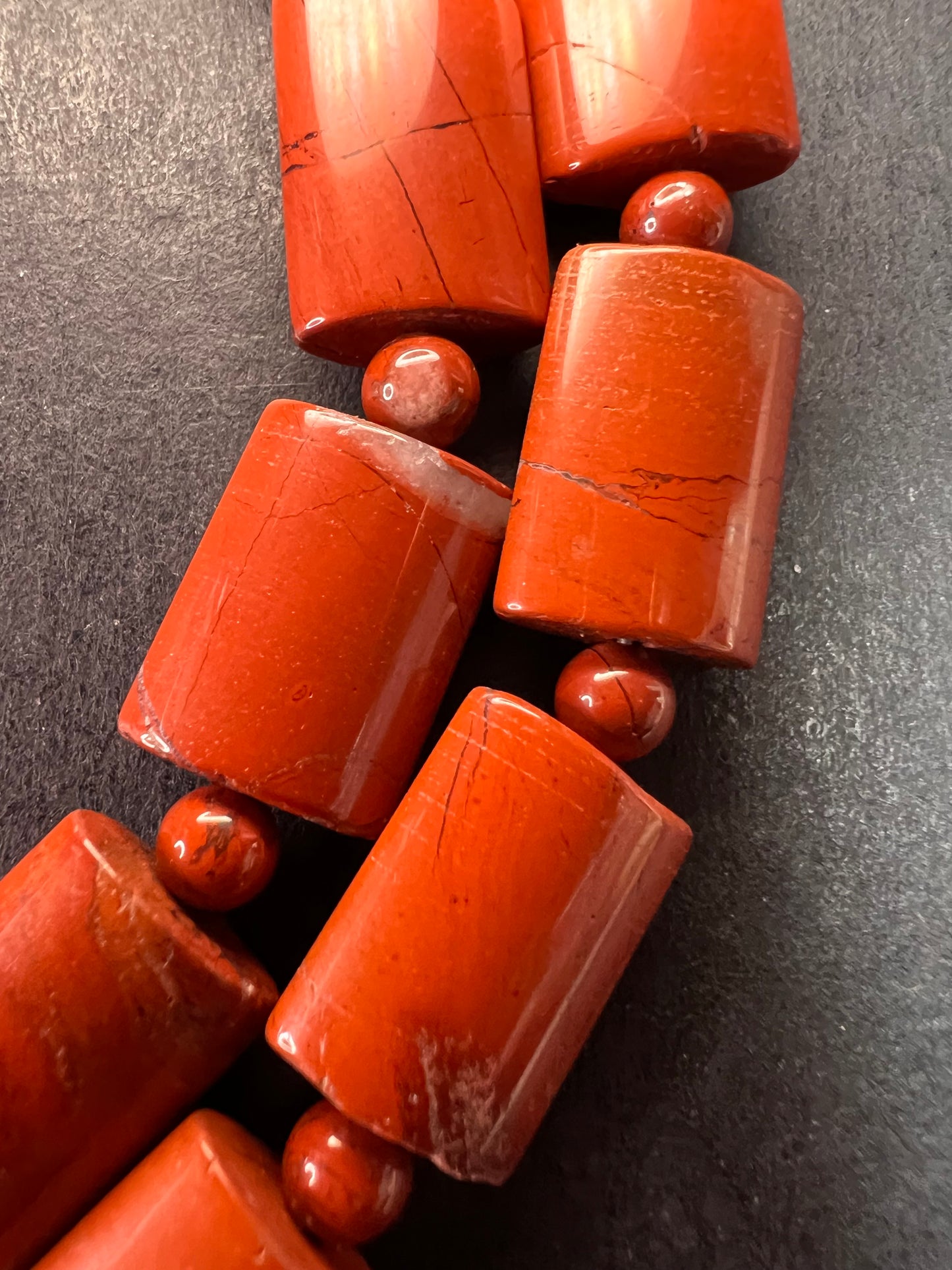 NEW Red jasper 30 inch necklace with sterling silver clasp