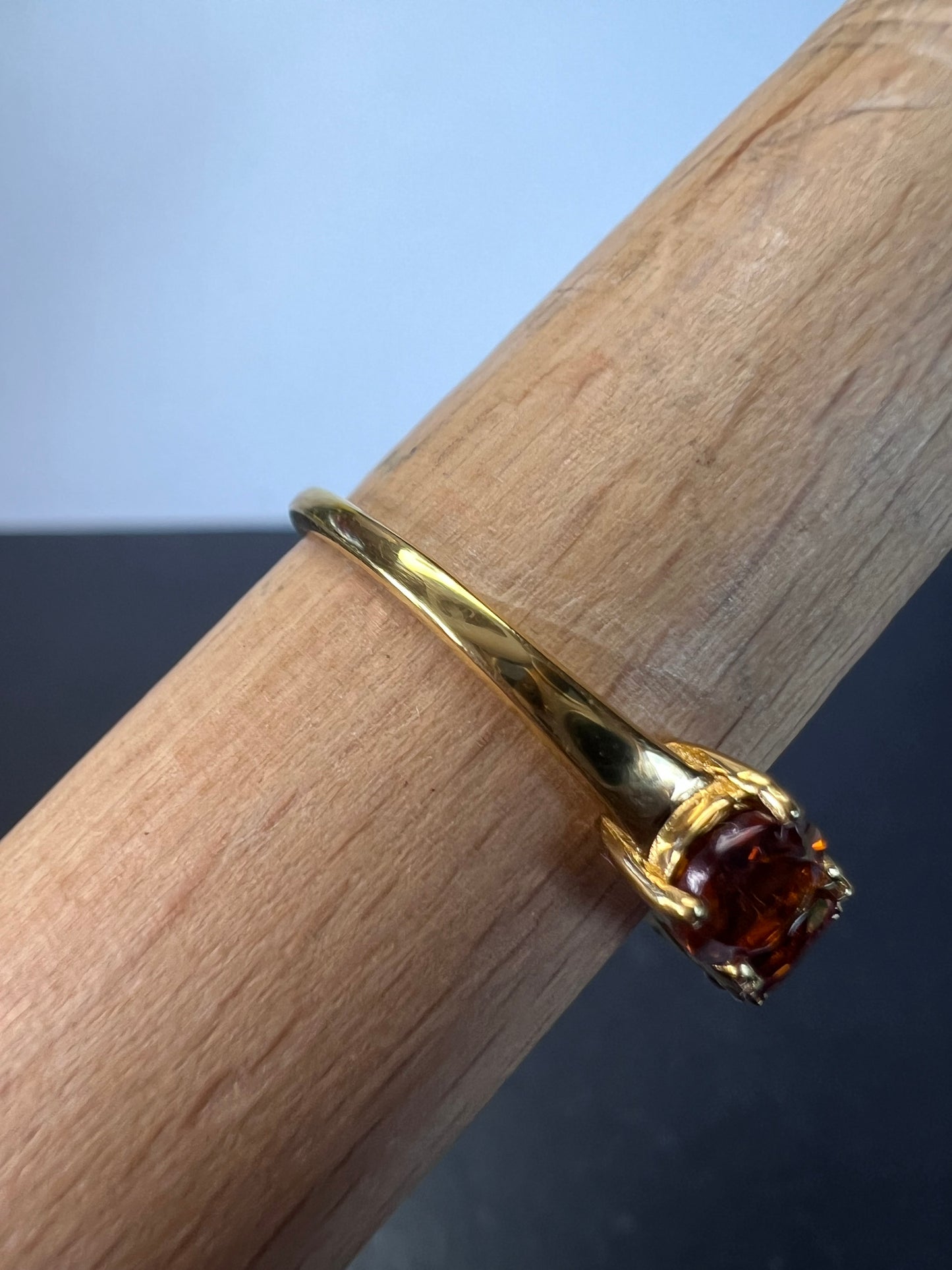 Brazilian Cherry Citrine 5 Stone Ring in Vermeil Yellow Gold Over Sterling Silver 2.25 ctw size 9