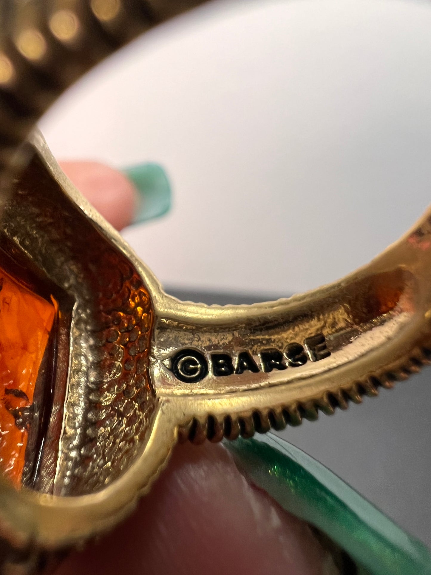 Designer Barse amber brass ring size 9