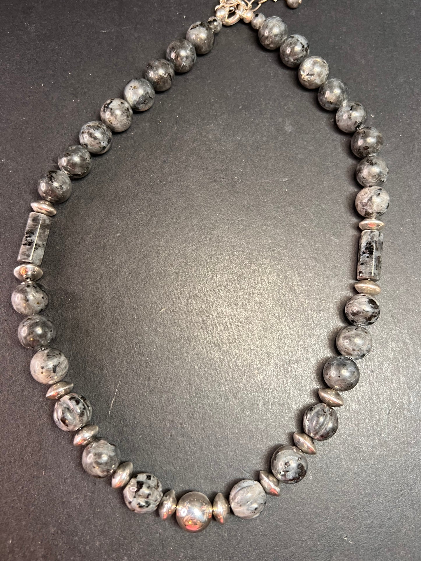 NEW Larvakite and sterling silver necklace