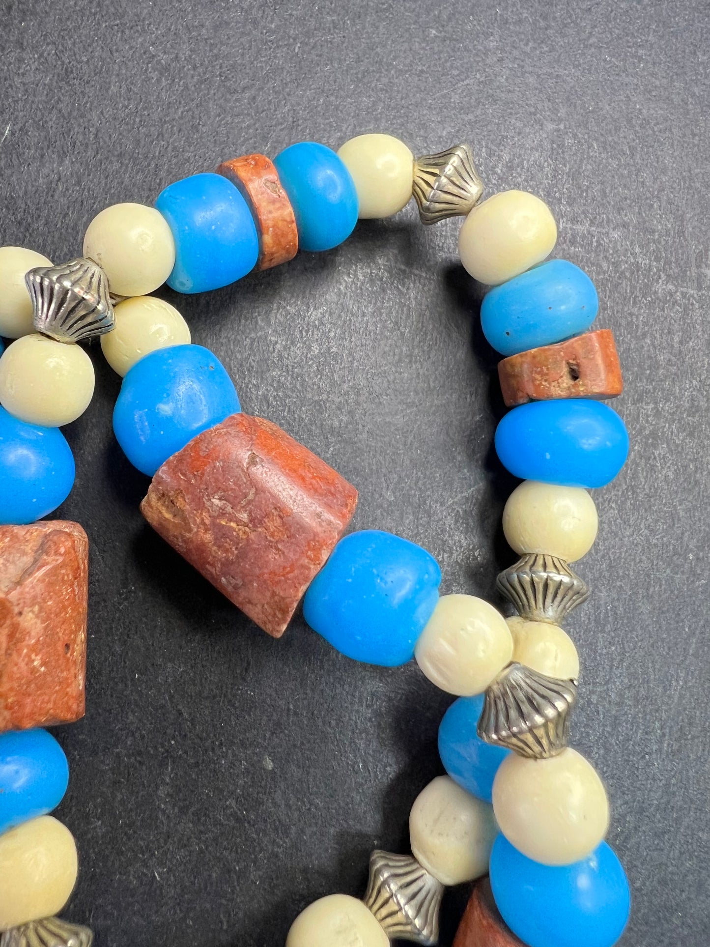 Vintage African Trade Bead Necklace | Large Glass & Ceramic Beads | 24”
