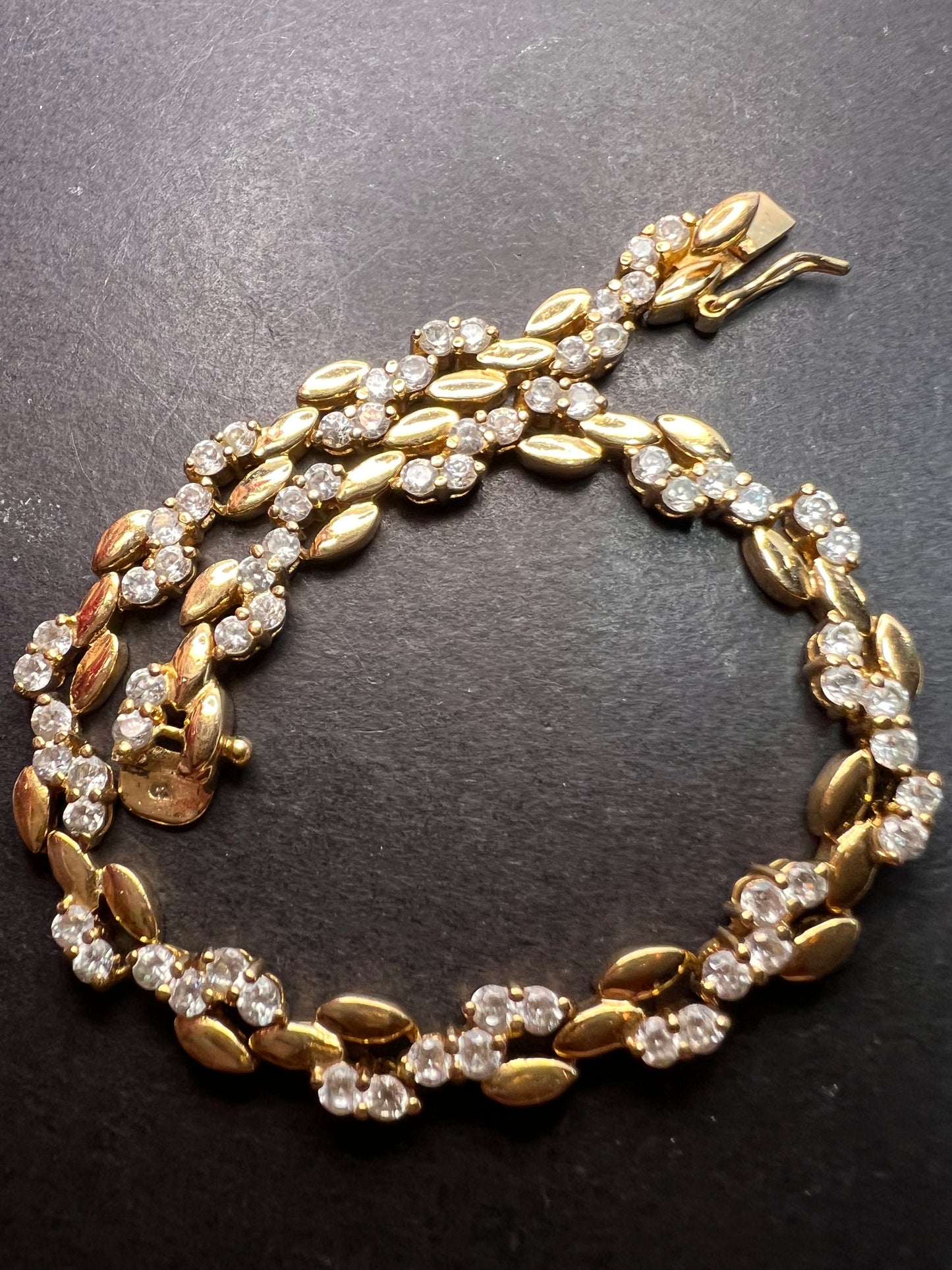 Vintage CZ bracelet in gold over sterling silver