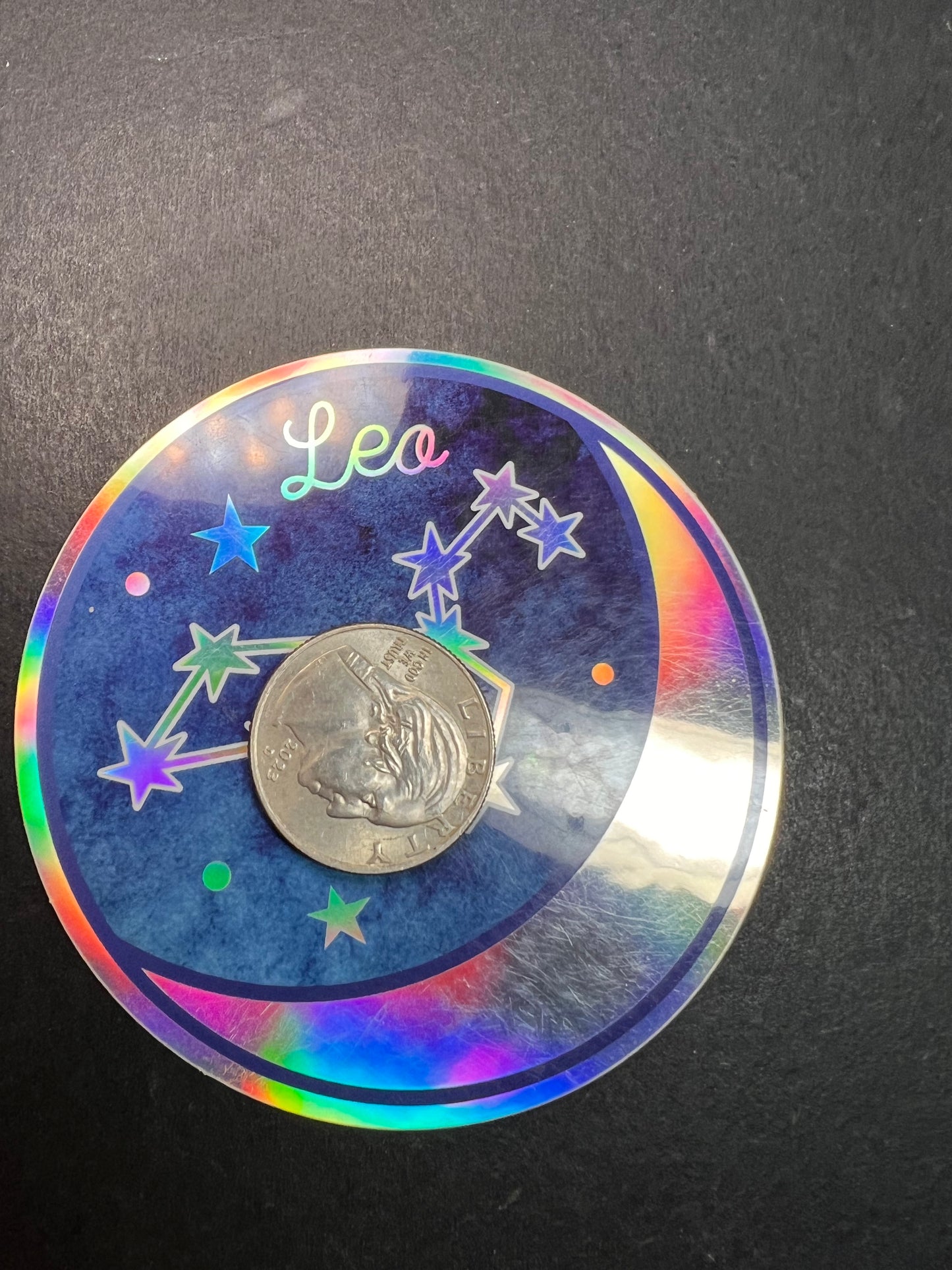 🦁 Leo Holographic Sticker – Wild Flower