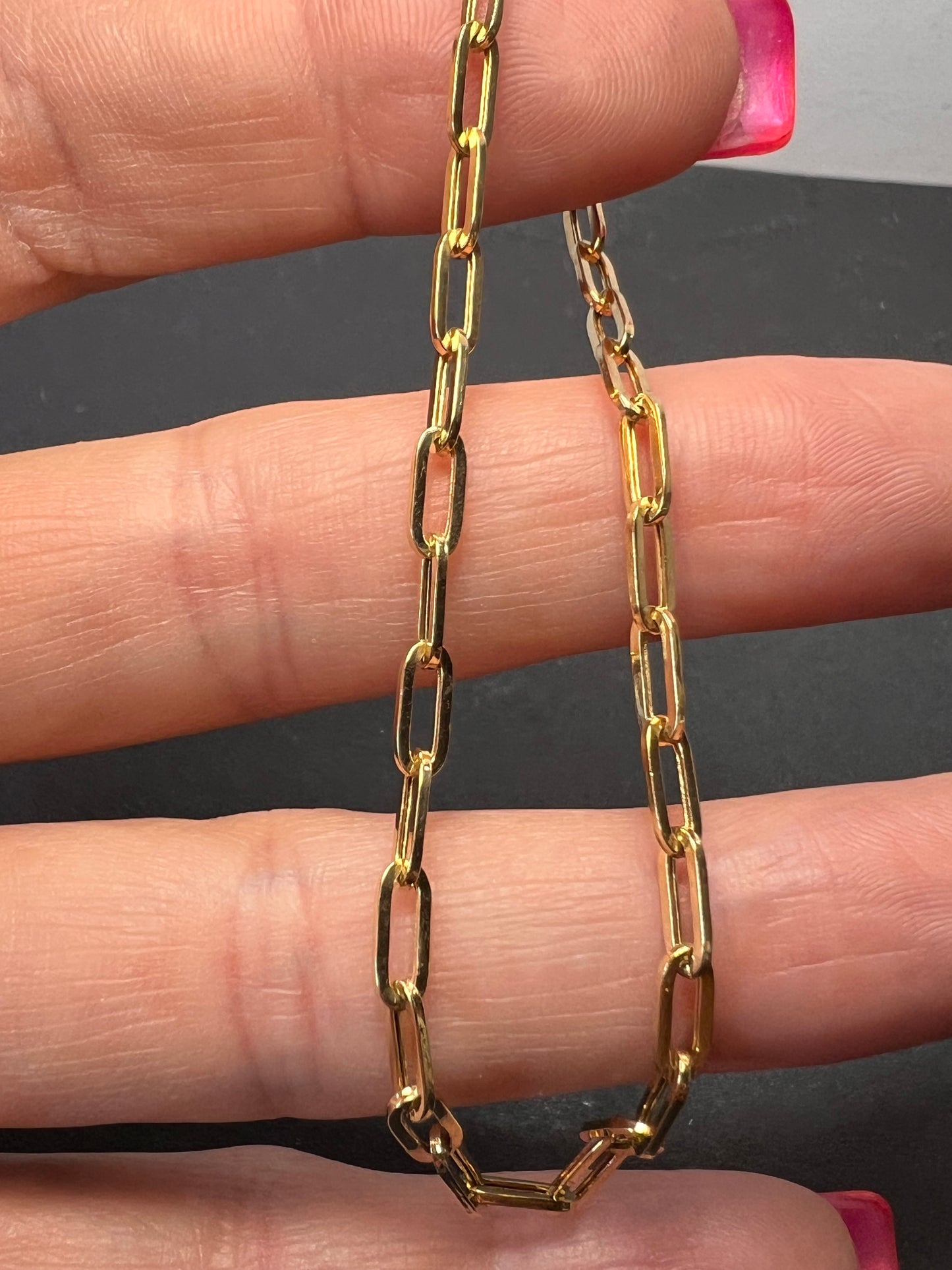 10K Yellow Gold Paper Clip Bracelet (7.50 In) 1.61 Grams