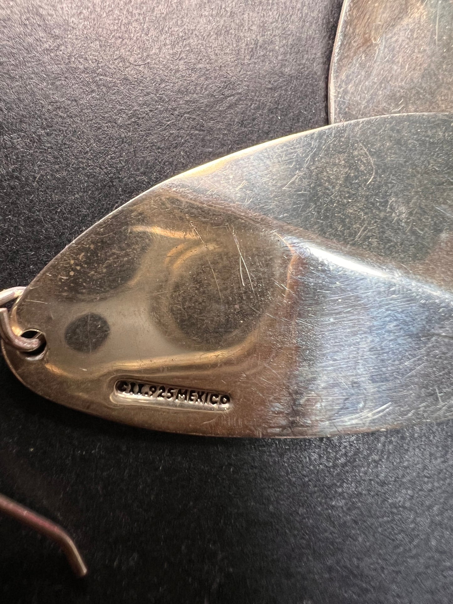 Taxco Mexico Sterling Silver 925 Bold Large Dangle Drop Modernist Earrings