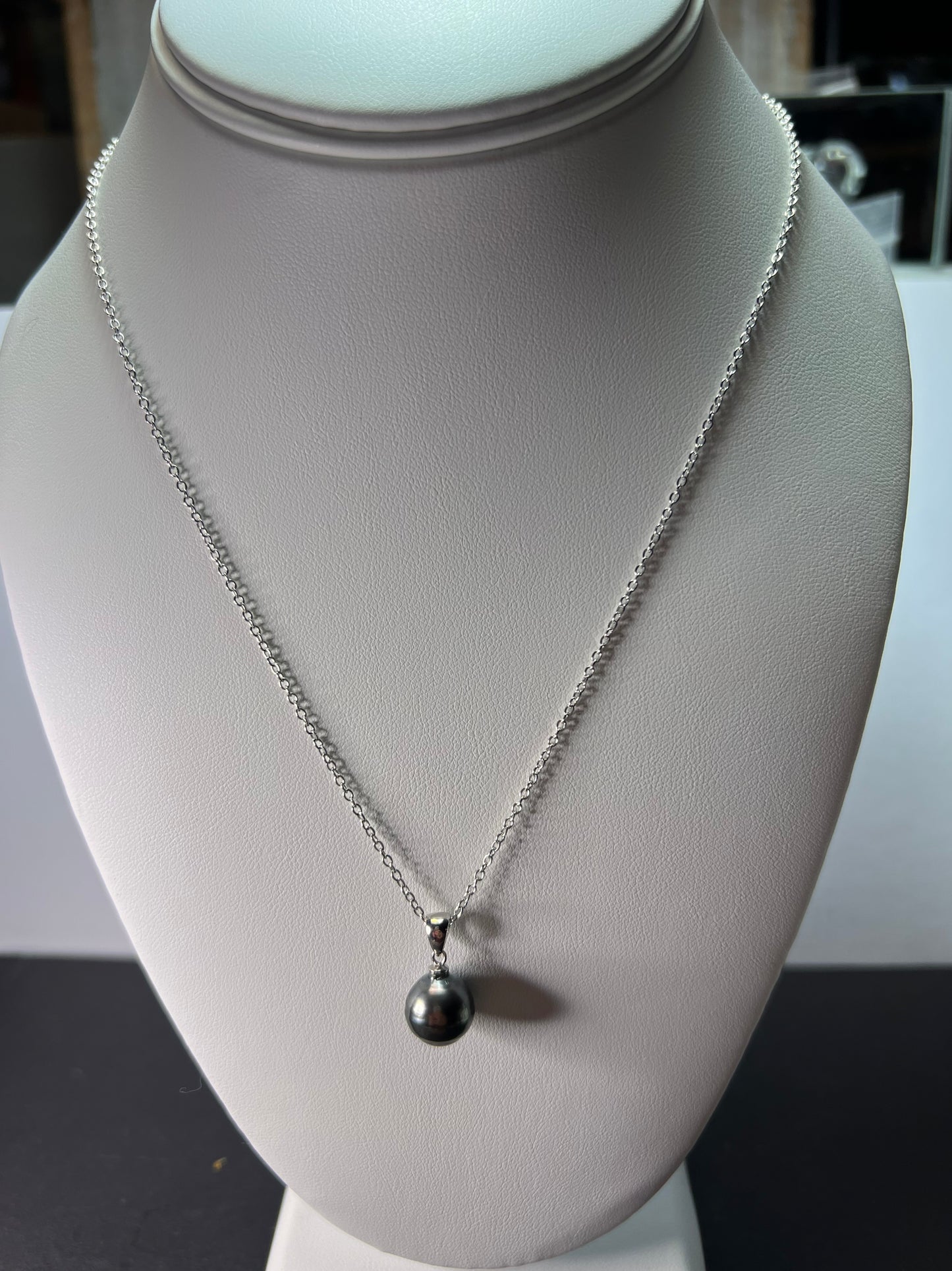 Cultured Tahitian Pearl Rhodium Over Sterling Silver Pendant With 18 Inch Chain