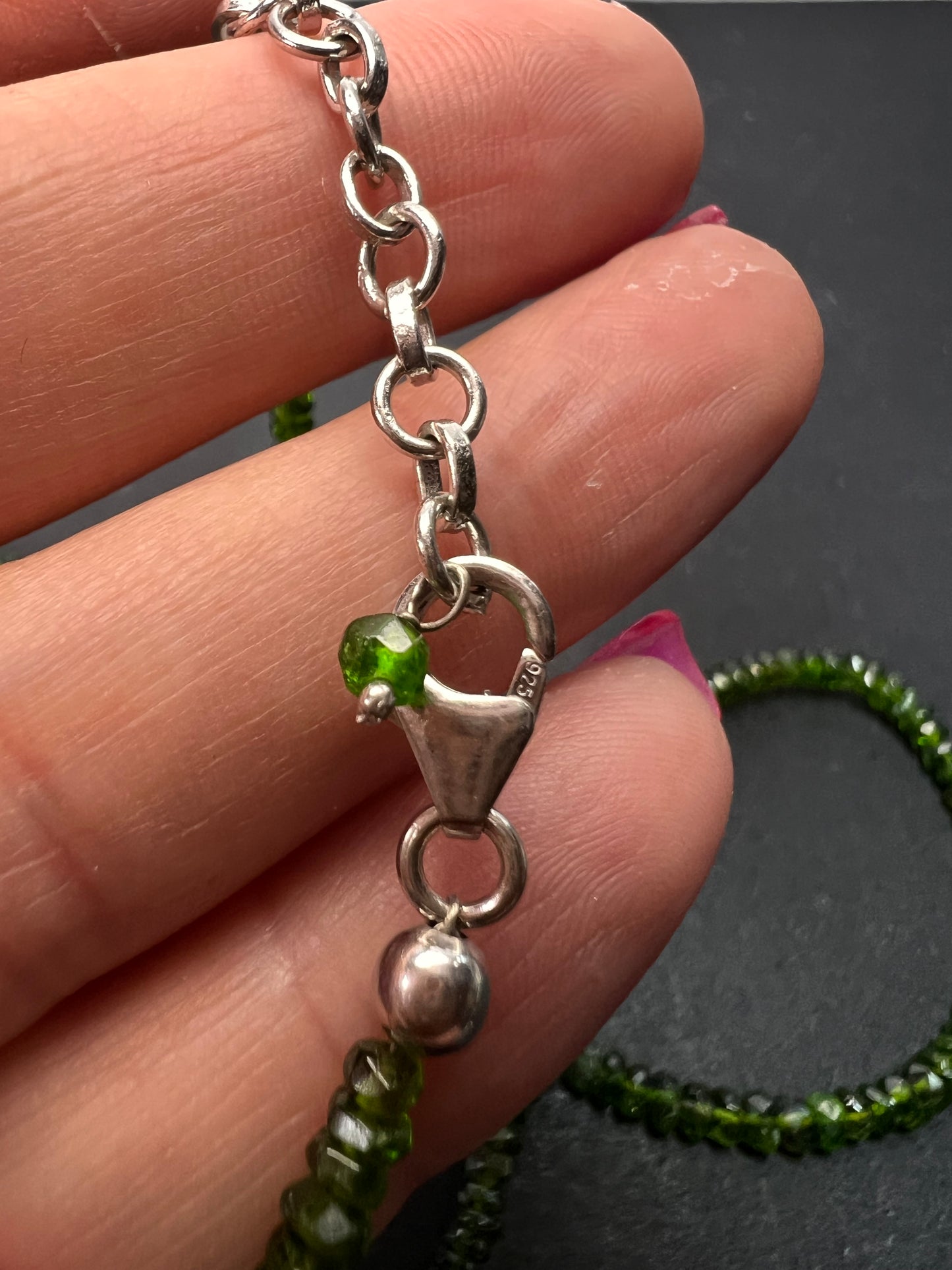 Chrome diopside faceted rondelle necklace