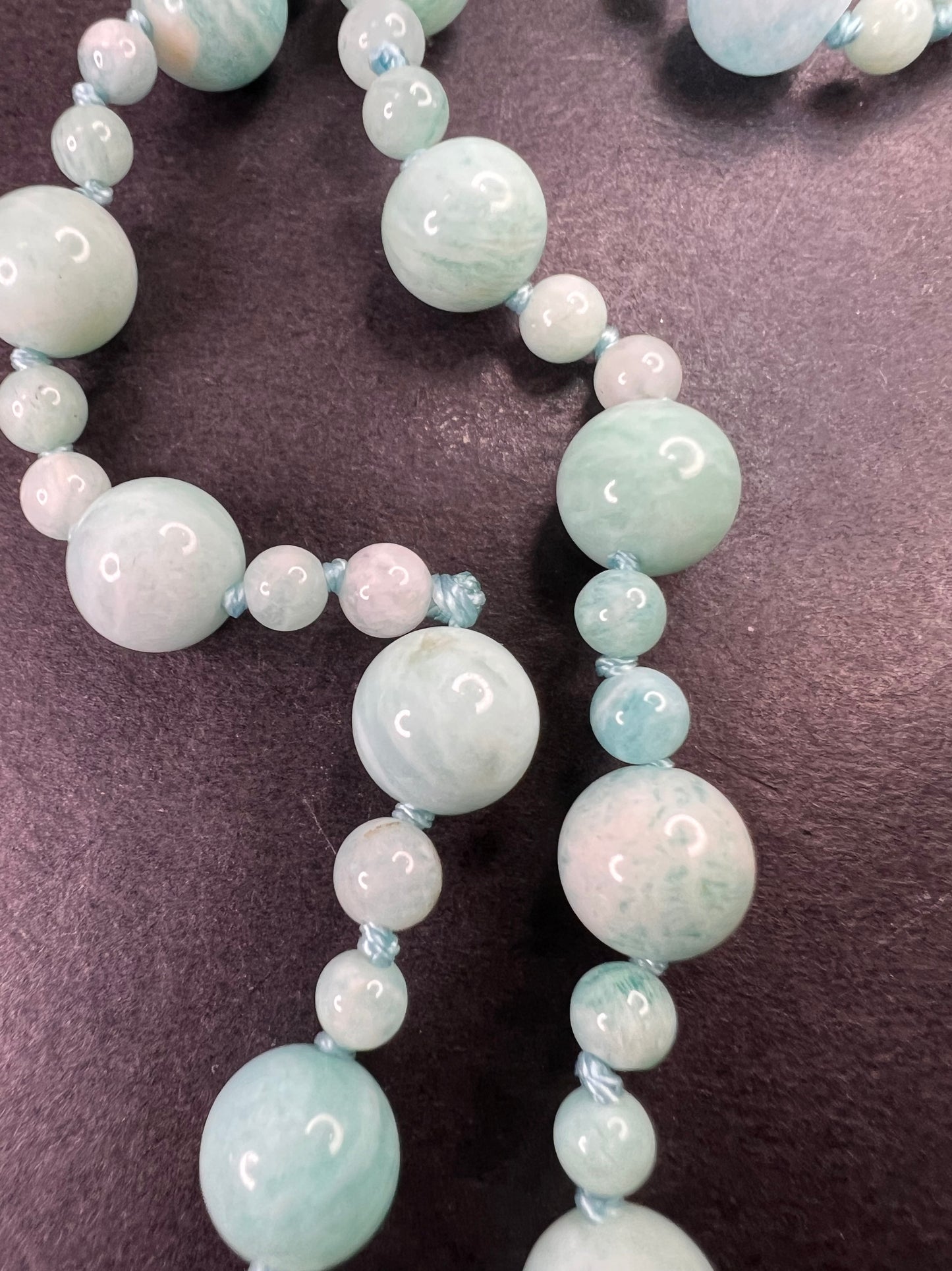 Amazonite knotted 36 inch endless necklace