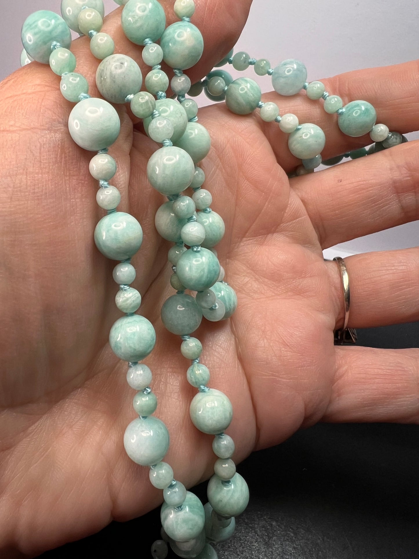 Amazonite knotted 36 inch endless necklace