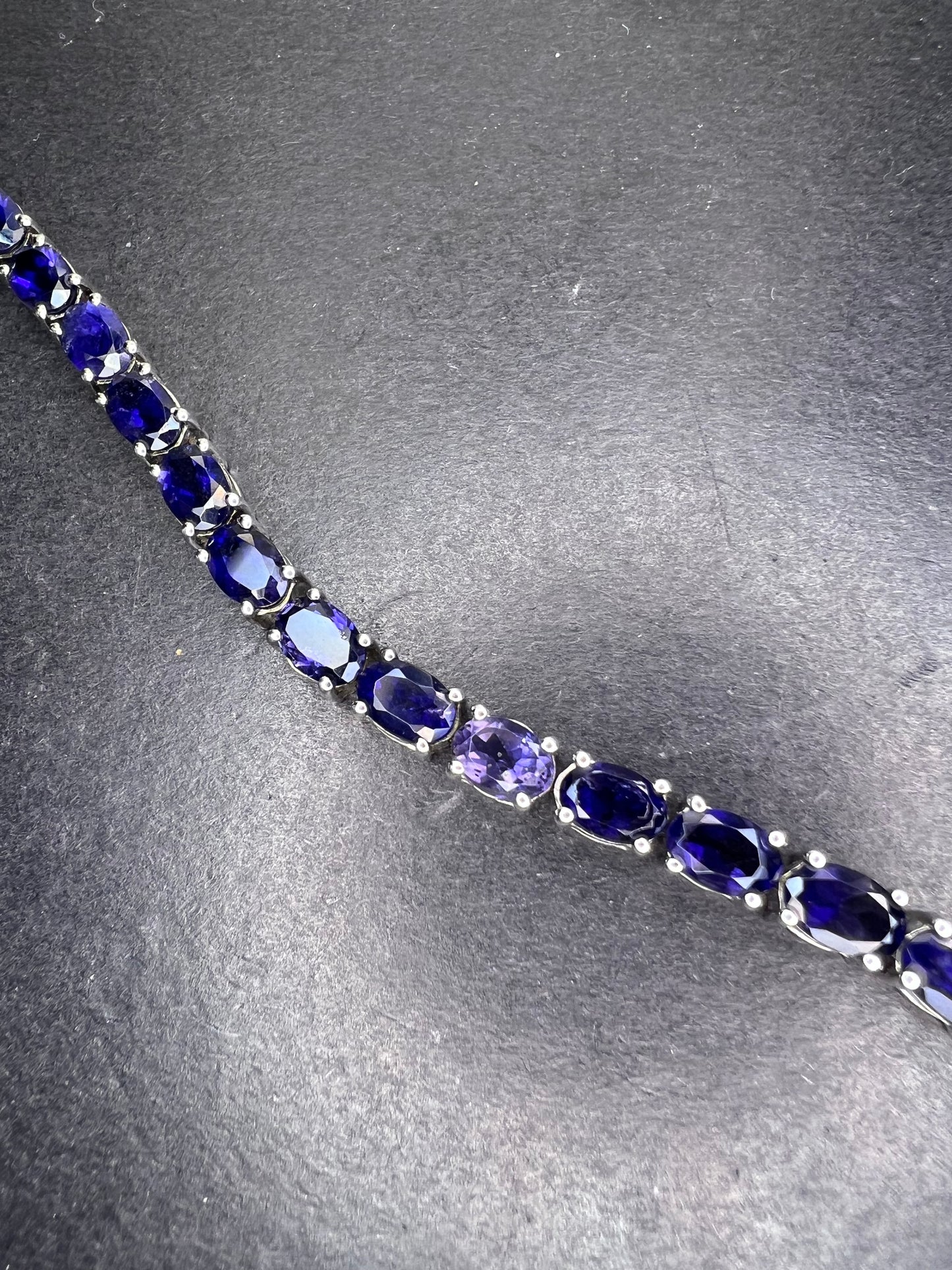 Iolite tennis bracelet in sterling silver 8 inch