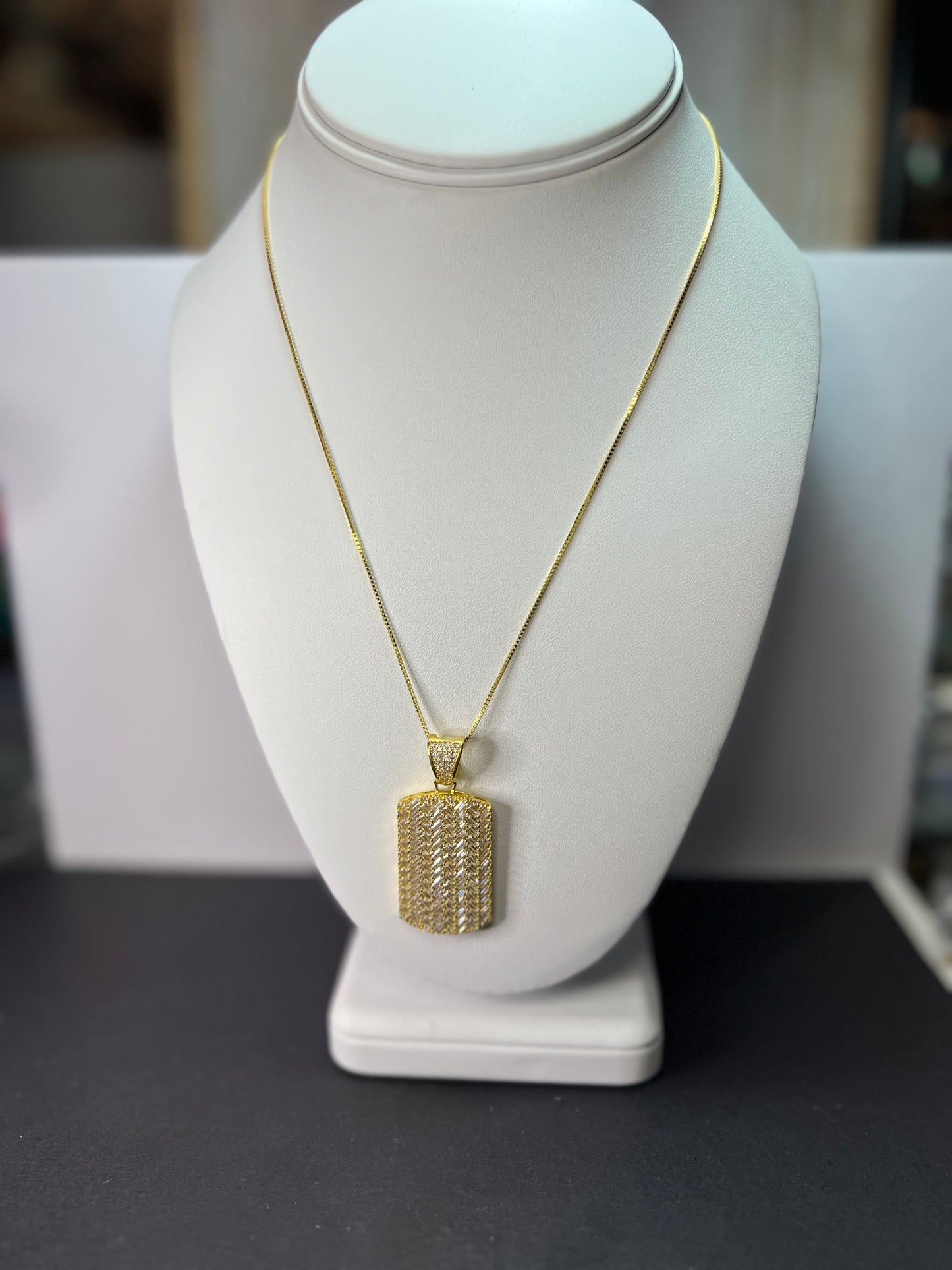 White Cubic Zirconia 18K Yellow Gold Over Silver Pendant With Chain 7.85ctw