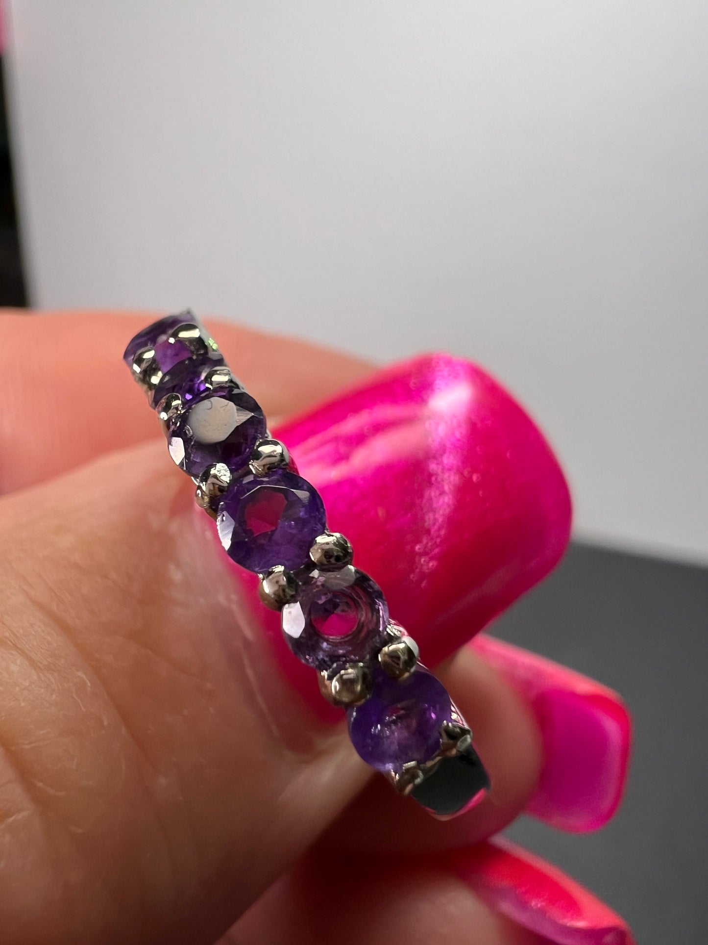 Stainless steel amethyst ring size 9