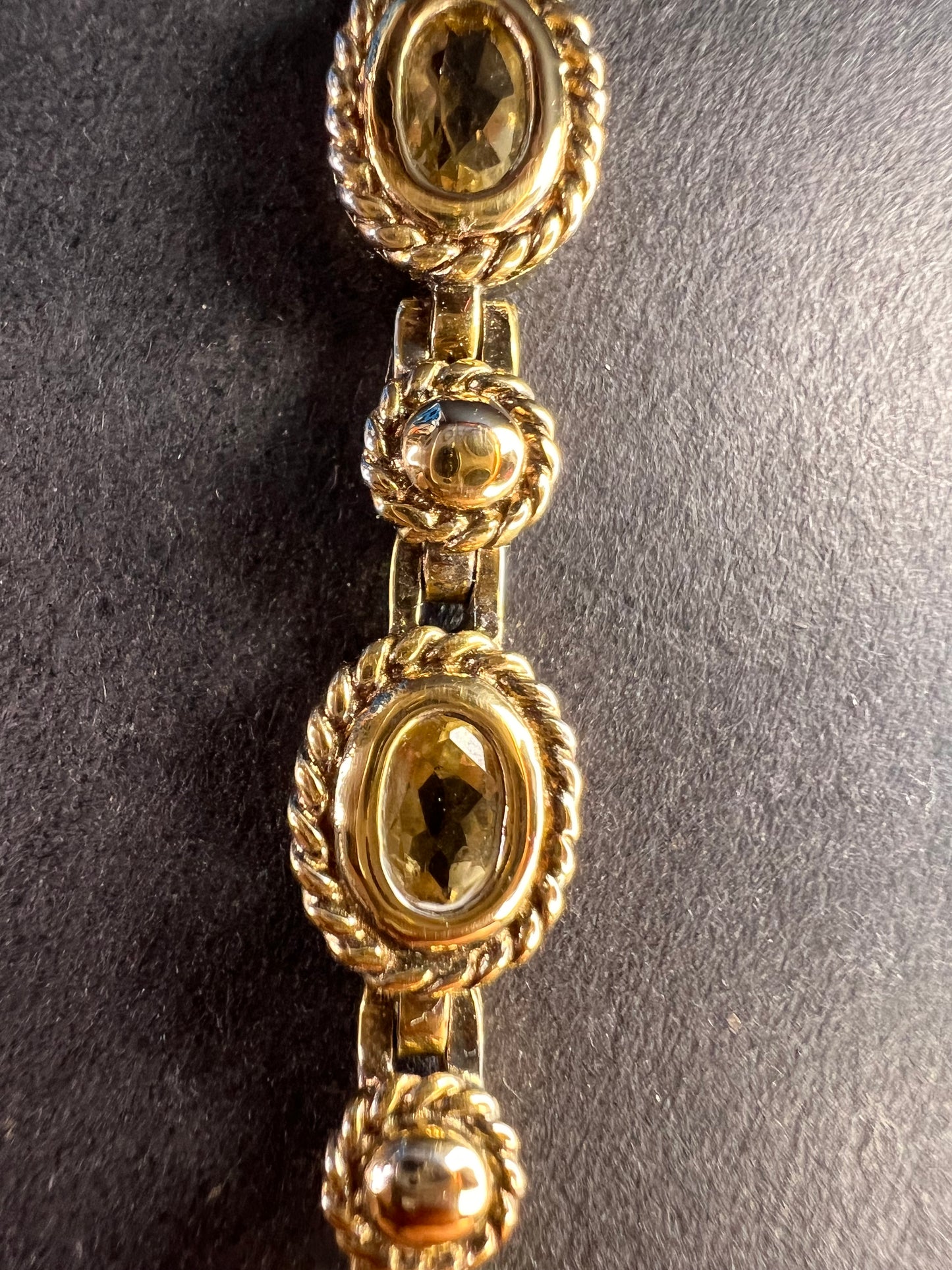 Vintage citrine tennis bracelet in yellow gold over sterling silver