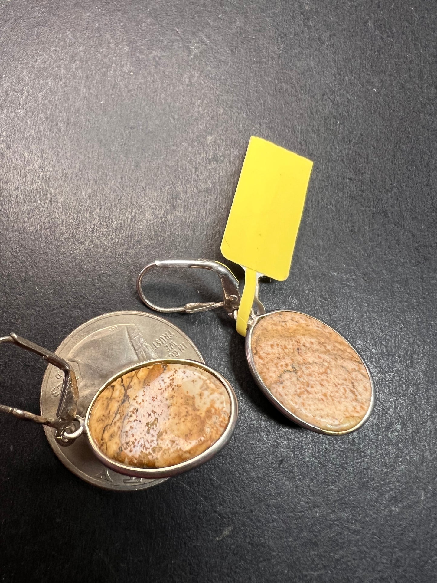 NEW picture jasper sterling silver lever back earrings