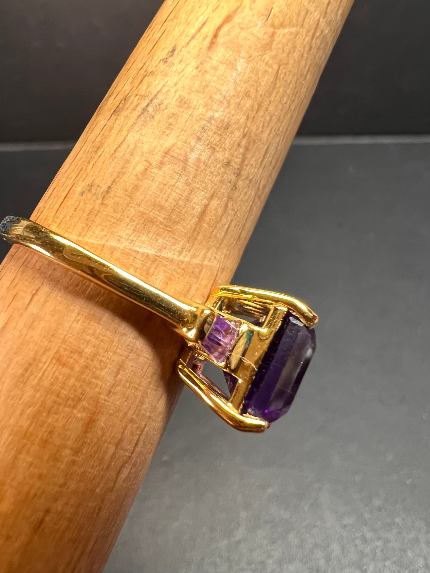 NEW African amethyst ring in vermeil yellow gold size 9