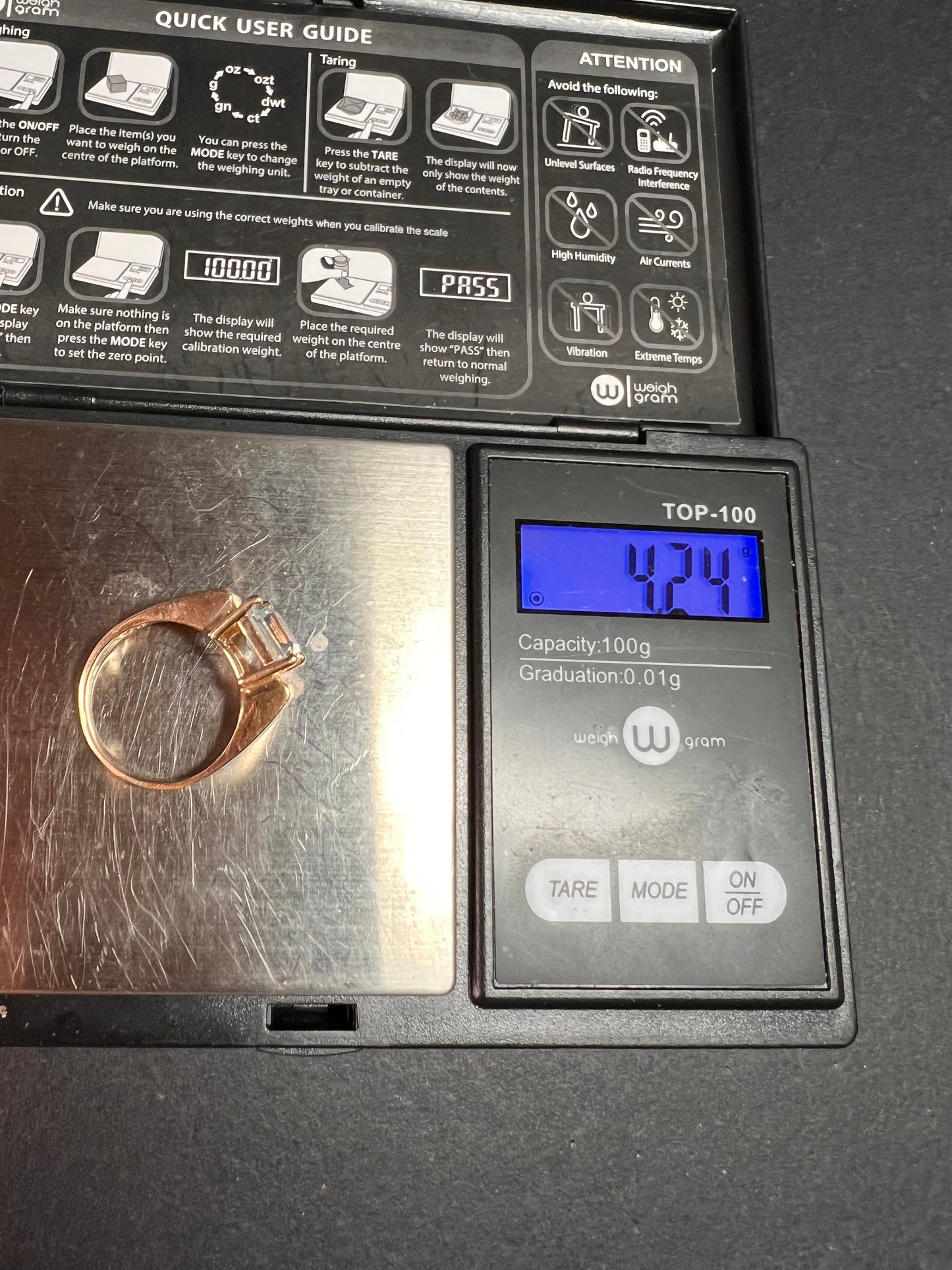 14K Yellow Gold Emerald-Cut Aquamarine Ring – Vintage Modernist Style, Size 7