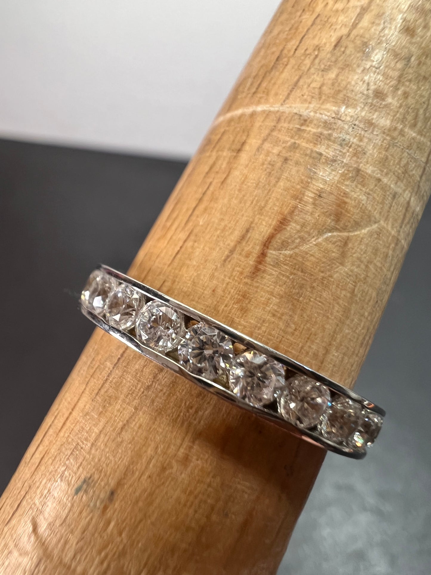 CZ eternity stacker band ring in rhodium over sterling silver size 8