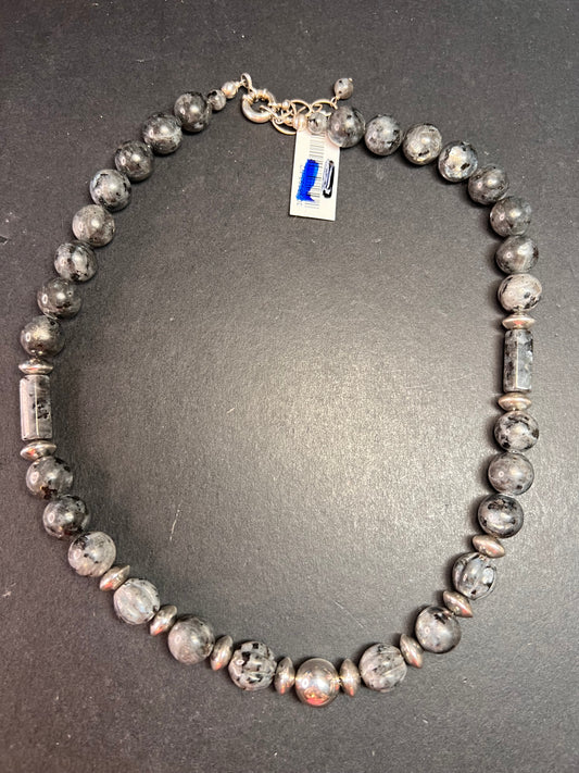 NEW Larvakite and sterling silver necklace