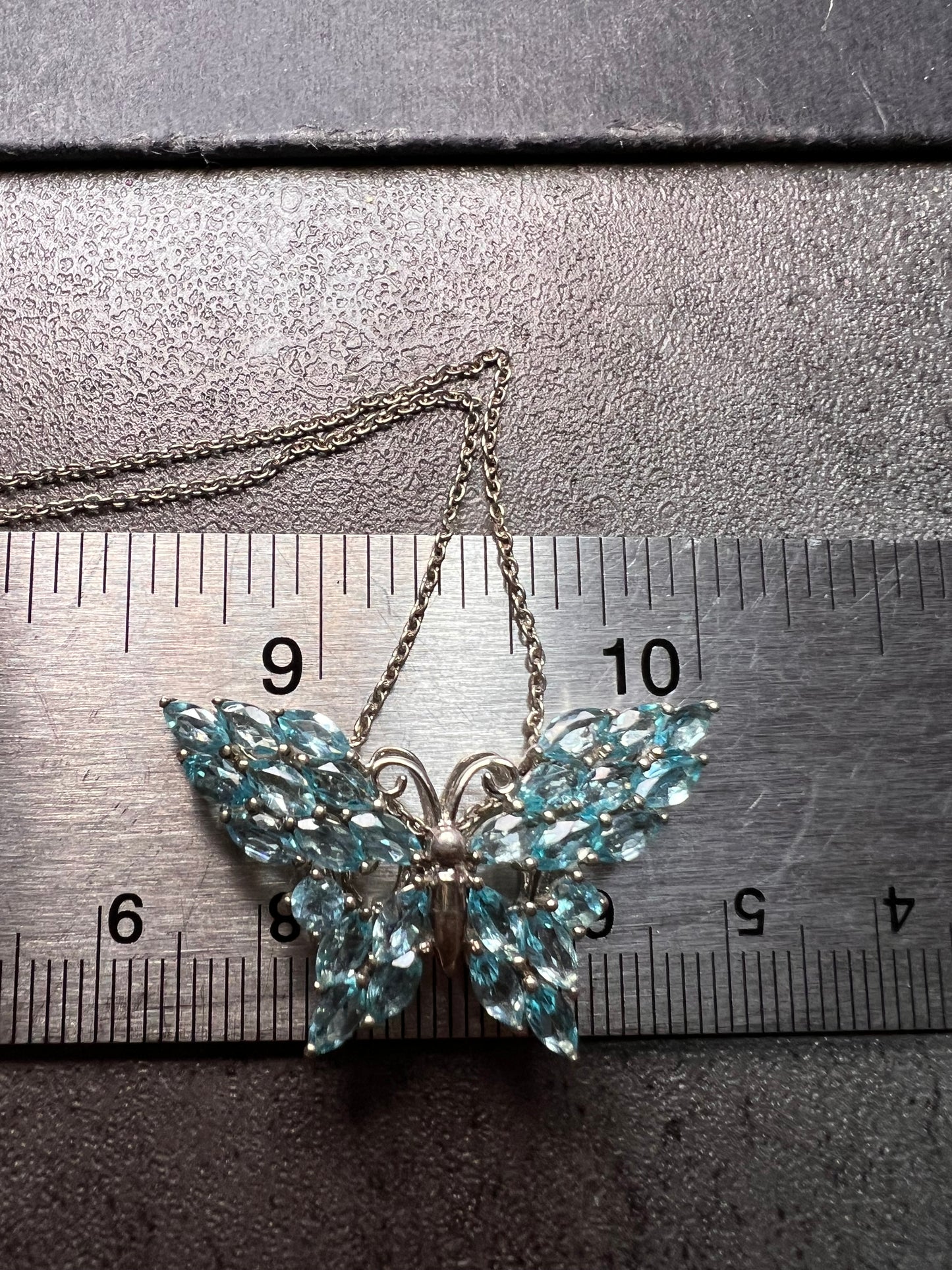 NEW Paraiba apatite butterfly pendant necklace in sterling silver