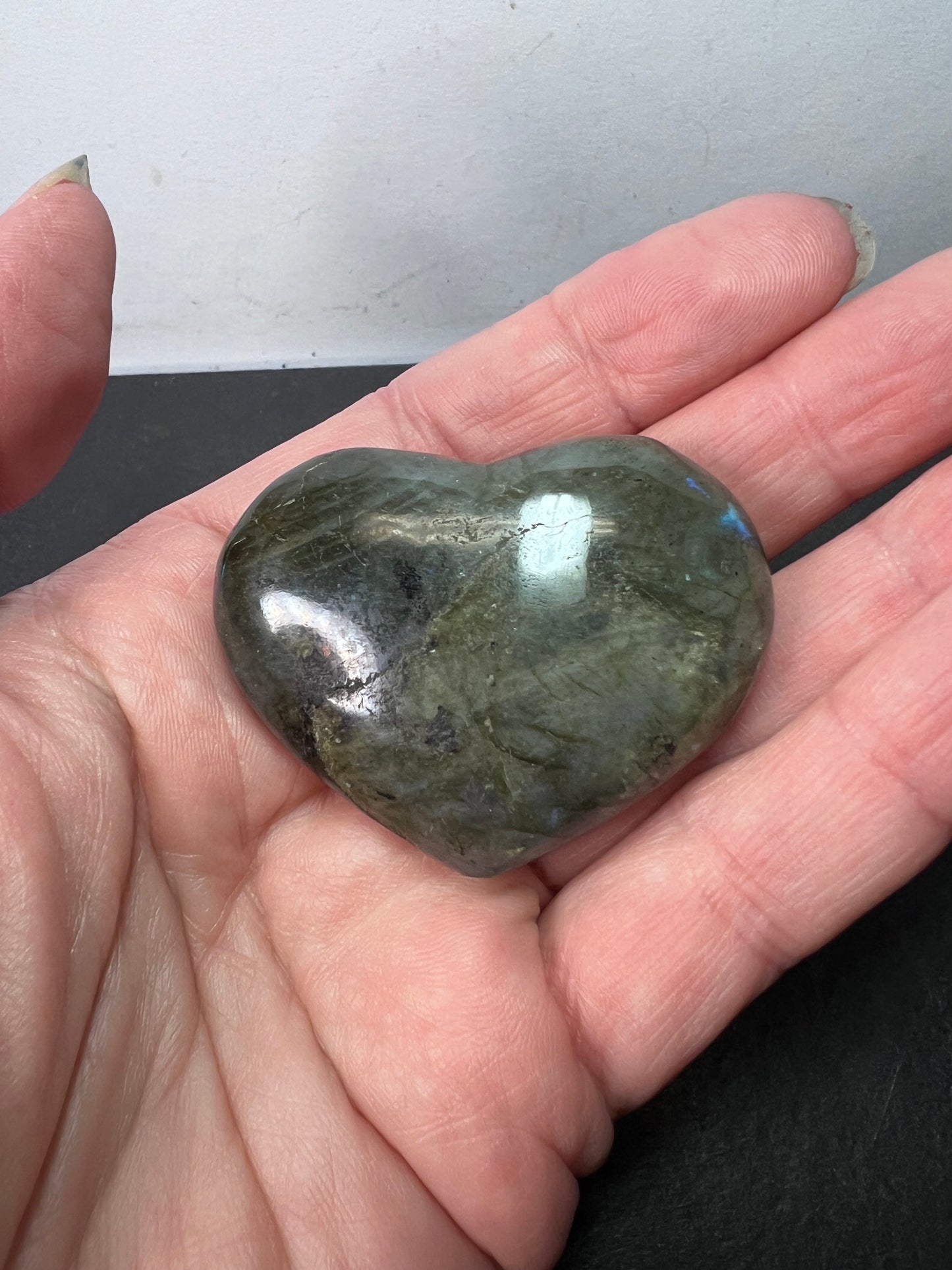 Labradorite heart palm stone