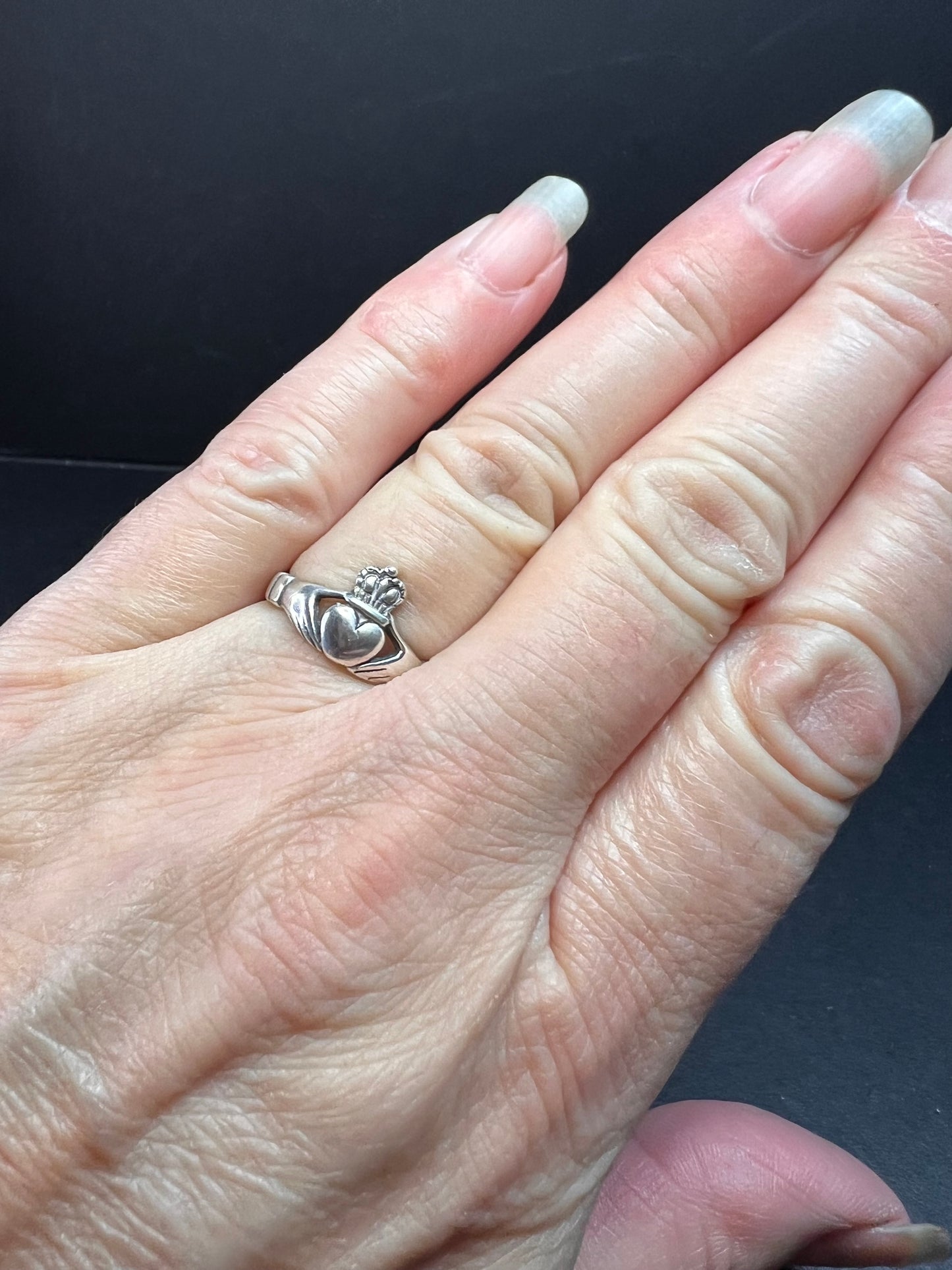 Vintage claddagh sterling silver ring size 6