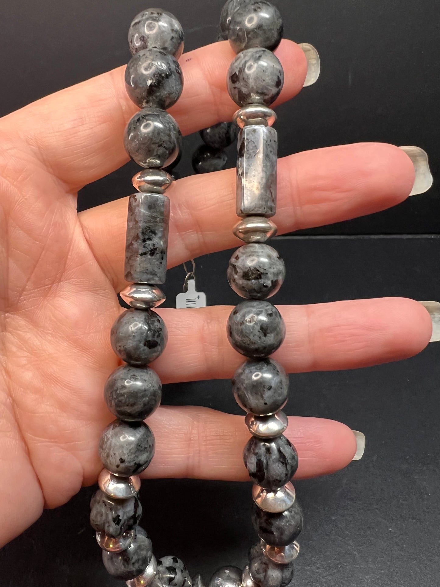 NEW Larvakite and sterling silver necklace