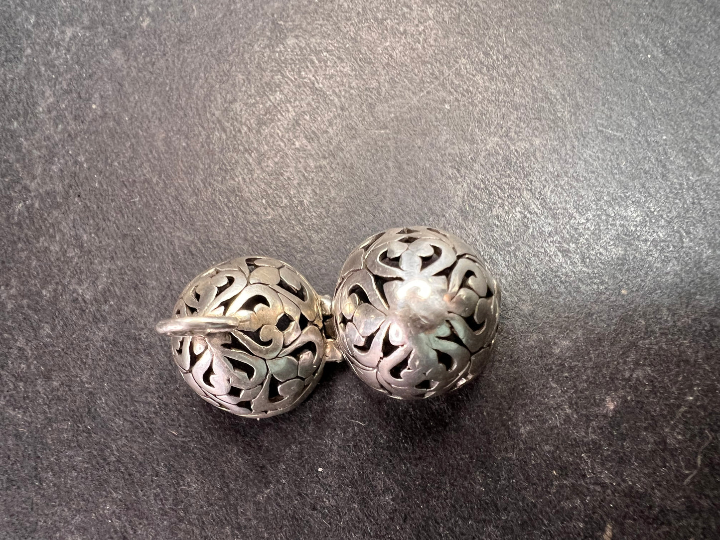 Vintage Sterling Silver Filigree Egg Locket Charm