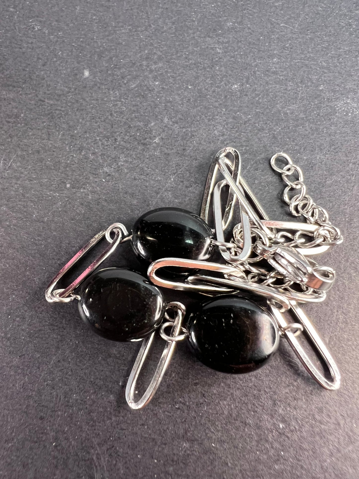 Black onyx and stainless steel paper clip bracelet *NEW*